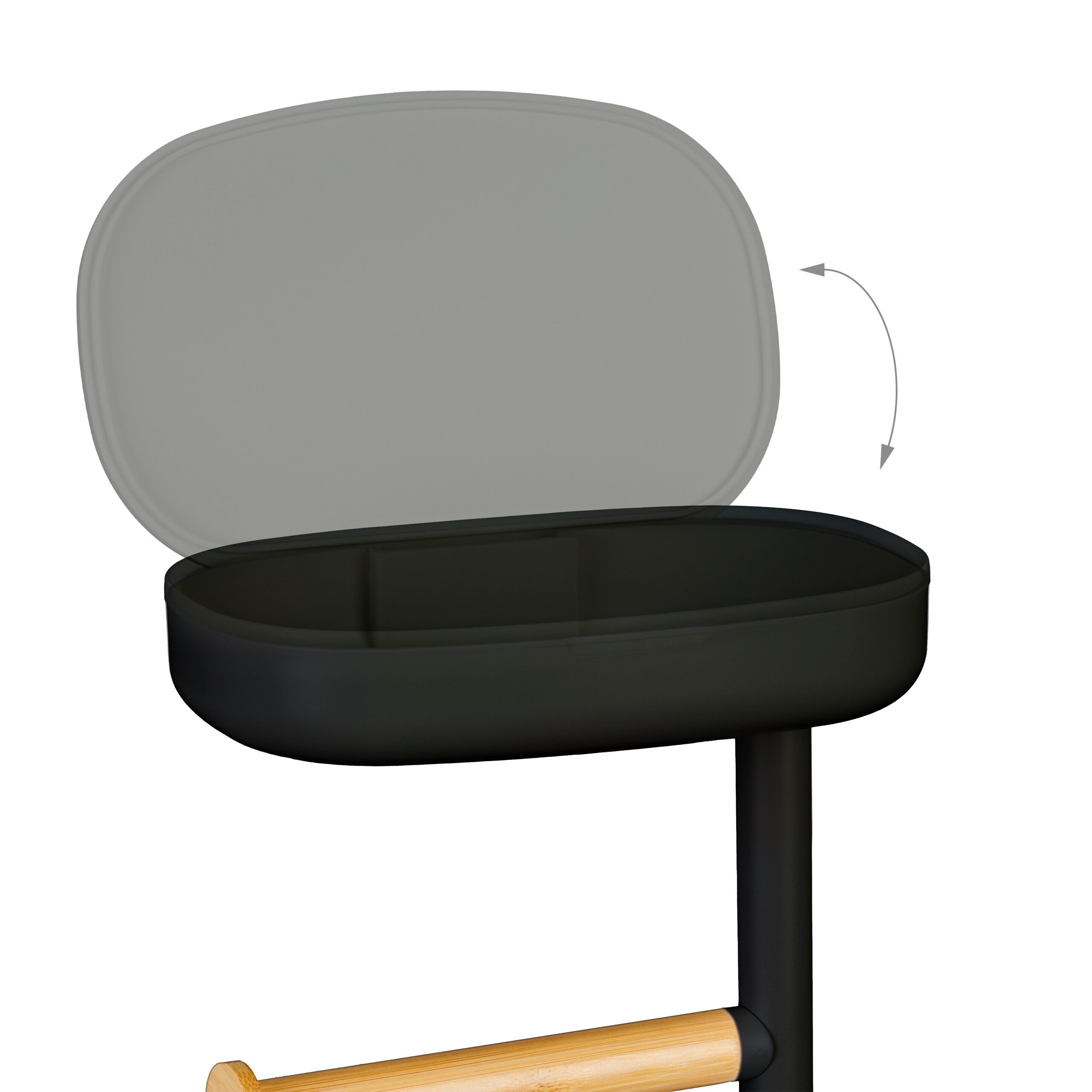 relaxdays Toiletten-Ersatzrollenhalter Toilettenpapierhalter mit Fach (1-St), schwarz – Bild 5 von 5