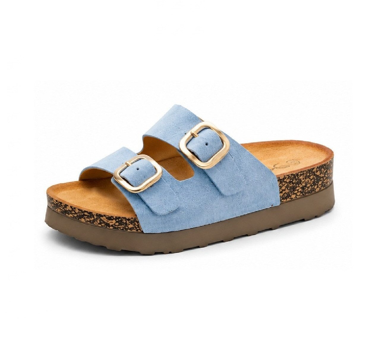 Pogolino TPW4 Plateausandaletten Damen Sandalen Plateau verstellbare Schnallen Riemchen Pantoletten