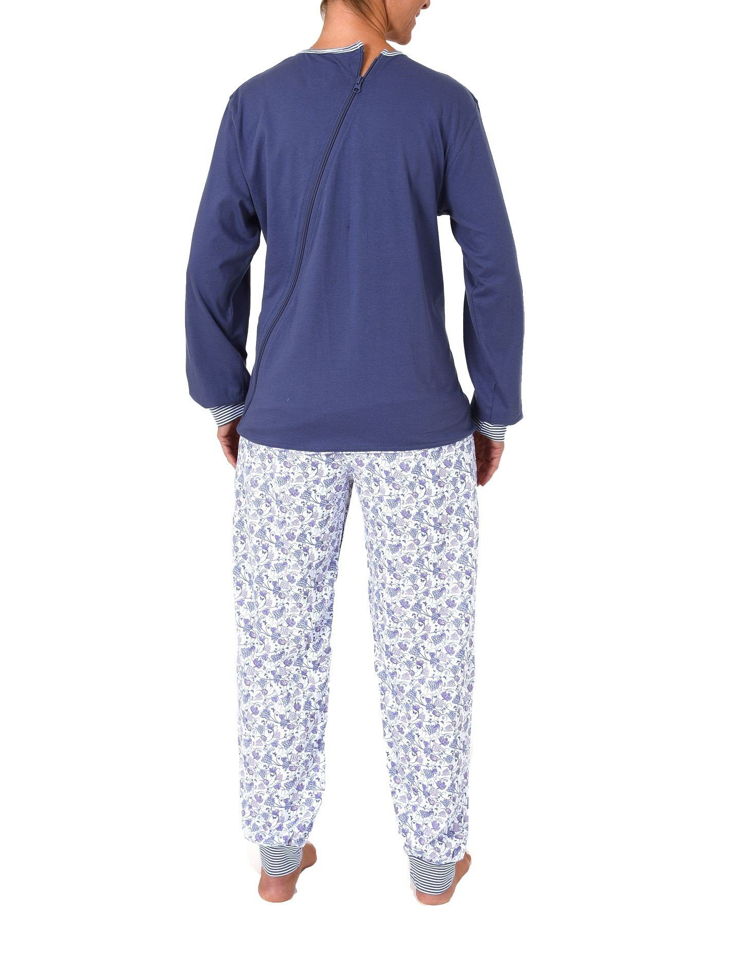Normann Care Pyjama Damen Pflegeoverall langarm mit Reissverschluss am Rücken und am Bein 60507 – Bild 3 von 5