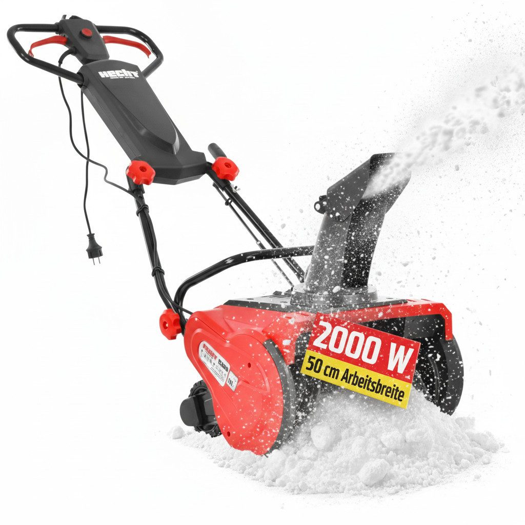 Hecht Elektro-Schneefräse 9200 mit 8m Wurfweite, 2000W, 230V, 50 cm Arbeitsbreite, 27cm Arbeitshöhe, 13,1 kg, 3000 U/min