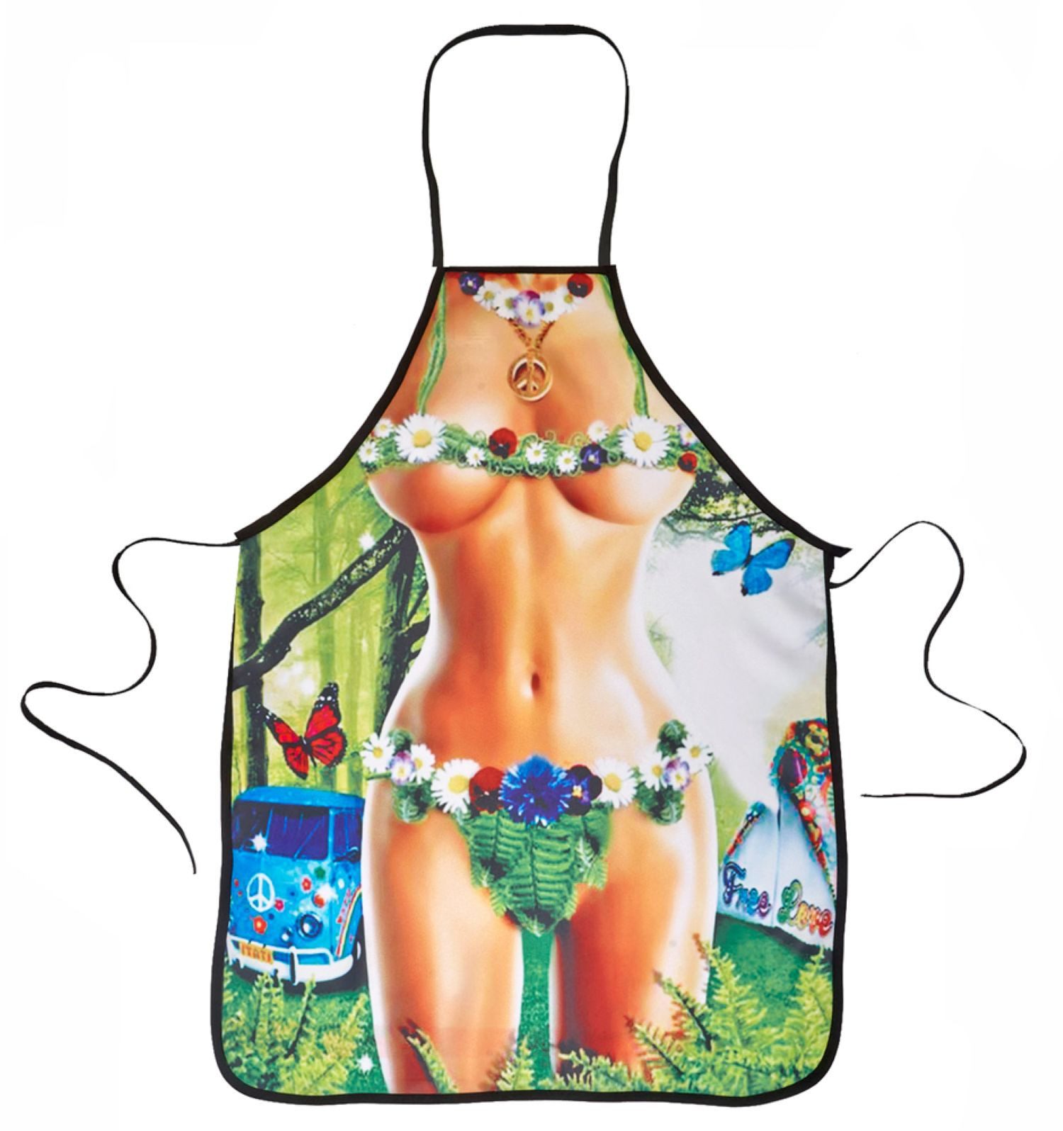 andrea-moden Kostüm Grillschürze 'Hippie Girl' Flower Power, Einheits