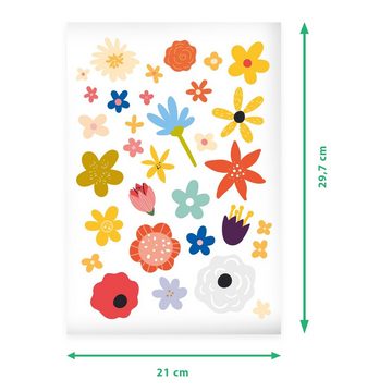 GRAVURZEILE Wandtattoo - Blumen Design - Wandtattoo mit Blumen & Blüten Kinderzimmer -