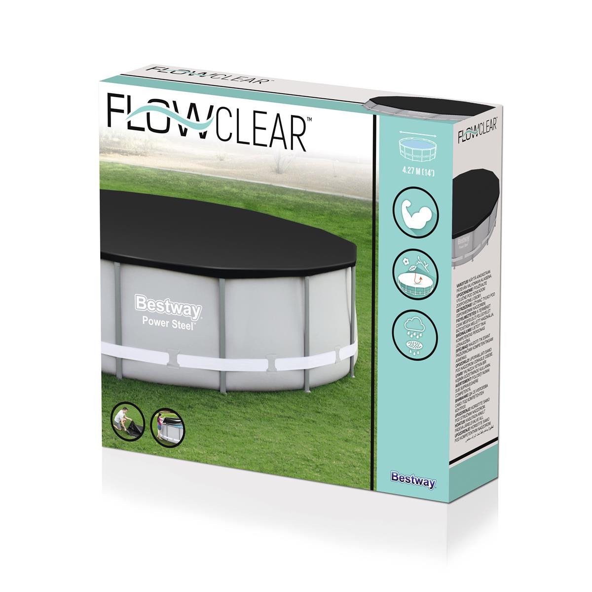 Thumbnail - BESTWAY Pool-Abdeckplane Bestway 58248 - Flowclear PVC-Abdeckplane Ø 427 cm, schwarz, rund