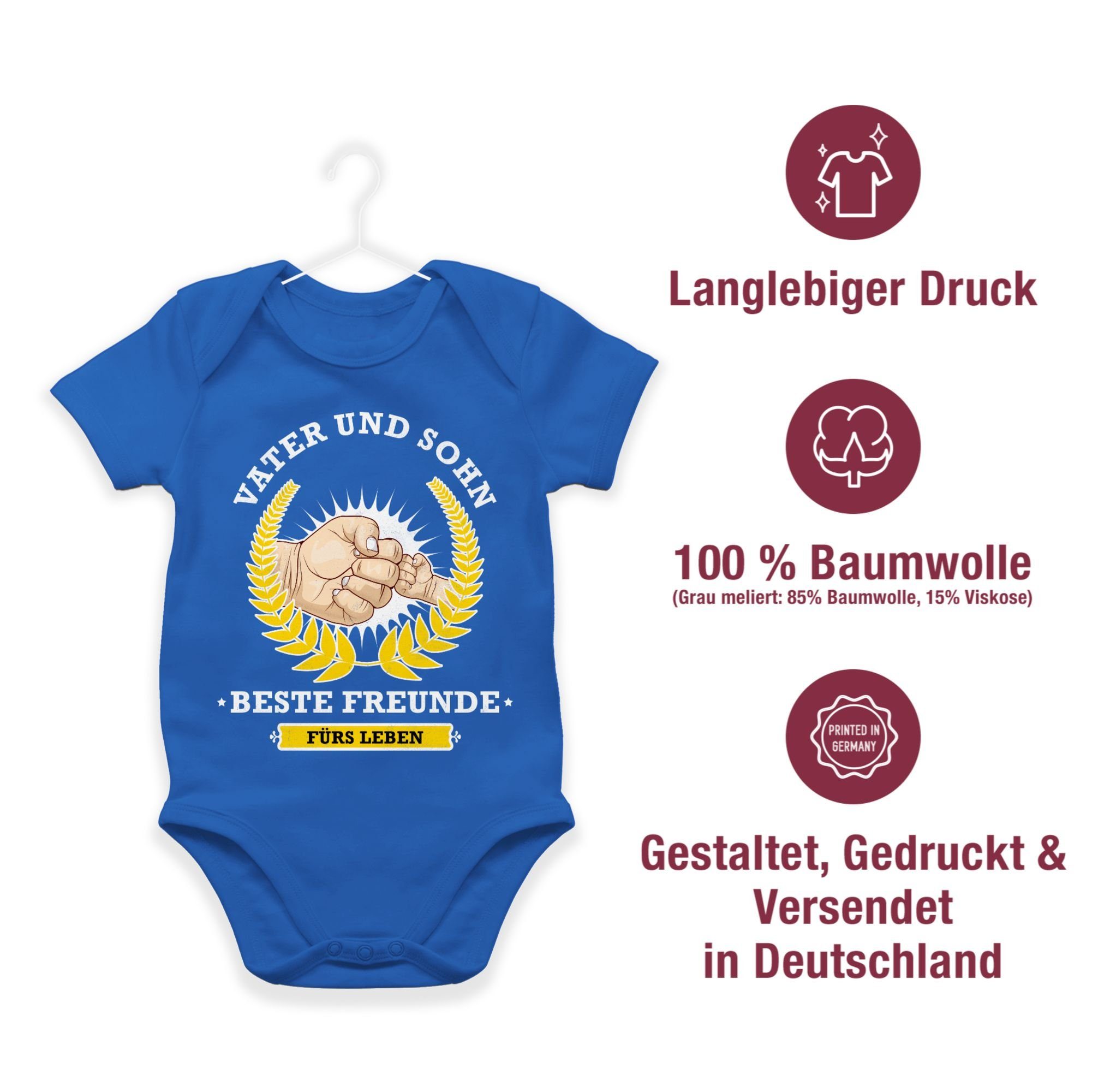 Shirtracer Vatertag Shirtbody Geschenk Leben Royalblau fürs Baby beste Freunde - Sohn 3 Vater und
