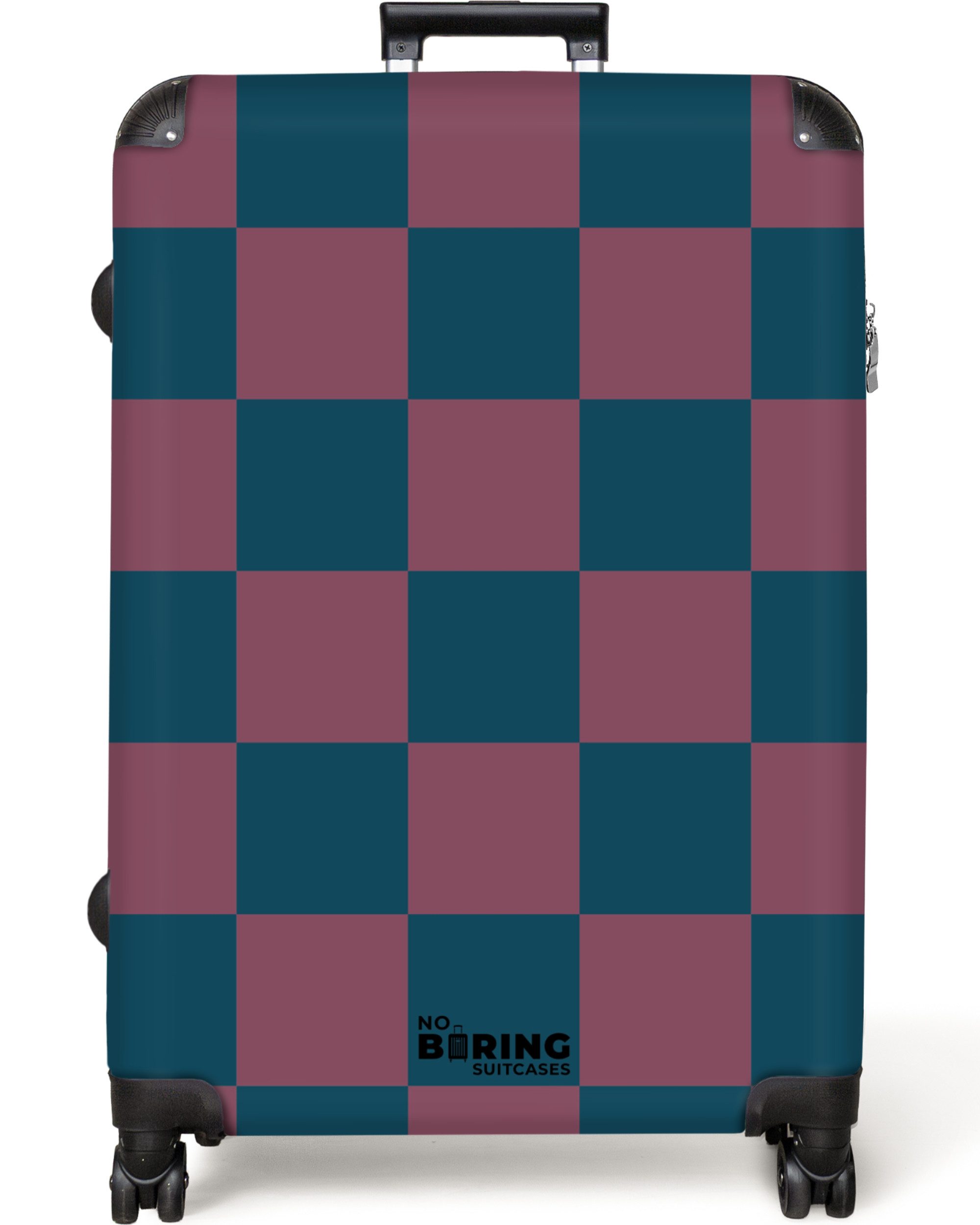 NoBoringSuitcases.com© Hartschalen-Trolley Buntes Schachbrett als Druck 77 cm - 98 L, 8 Rollen, Rollkoffer für Männer, Reisekoffer, Trolley für 30kg