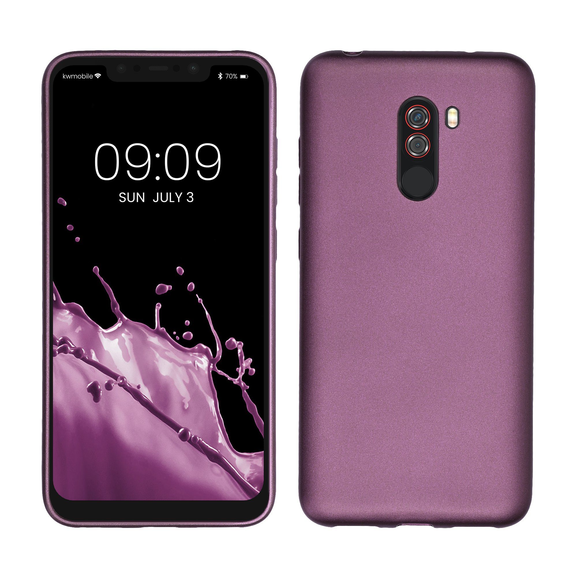 kwmobile Handyhülle Handyhülle für Xiaomi Pocophone F1 Hülle, Silikon Case metallisch schimmernd - Schutzhülle Cover