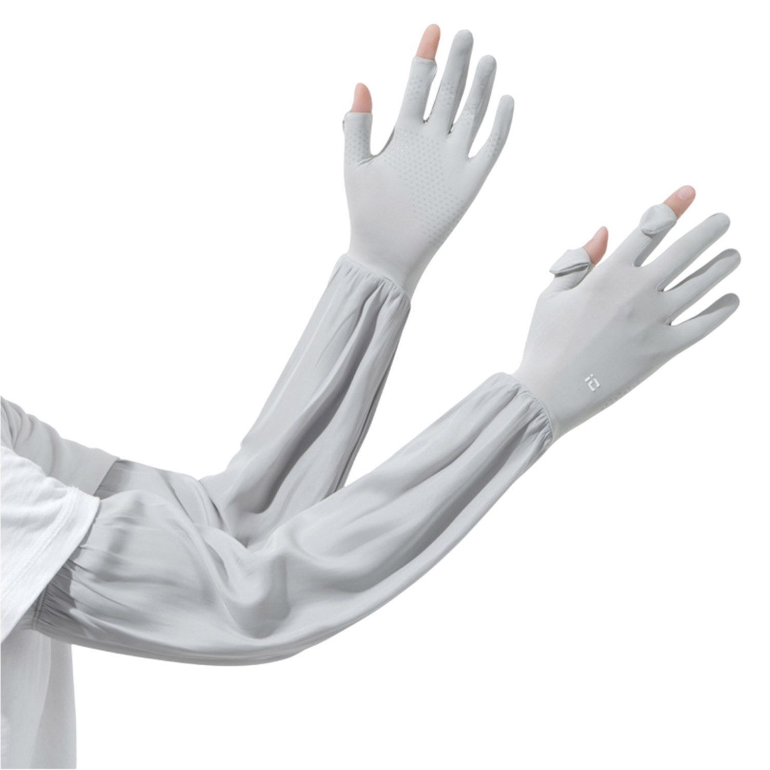 MOPUEA Armlinge Sonnenschutzärmel aus Eisseide, Eisseide, Armstulpen (Lockere Passform, atmungsaktiv,Fingerklappen-Design, 1-St., lange Handschuhe für Sport, Golf, Wandern, Angeln) 3D-Design, rutschfest, UV Schutz Armärmel
