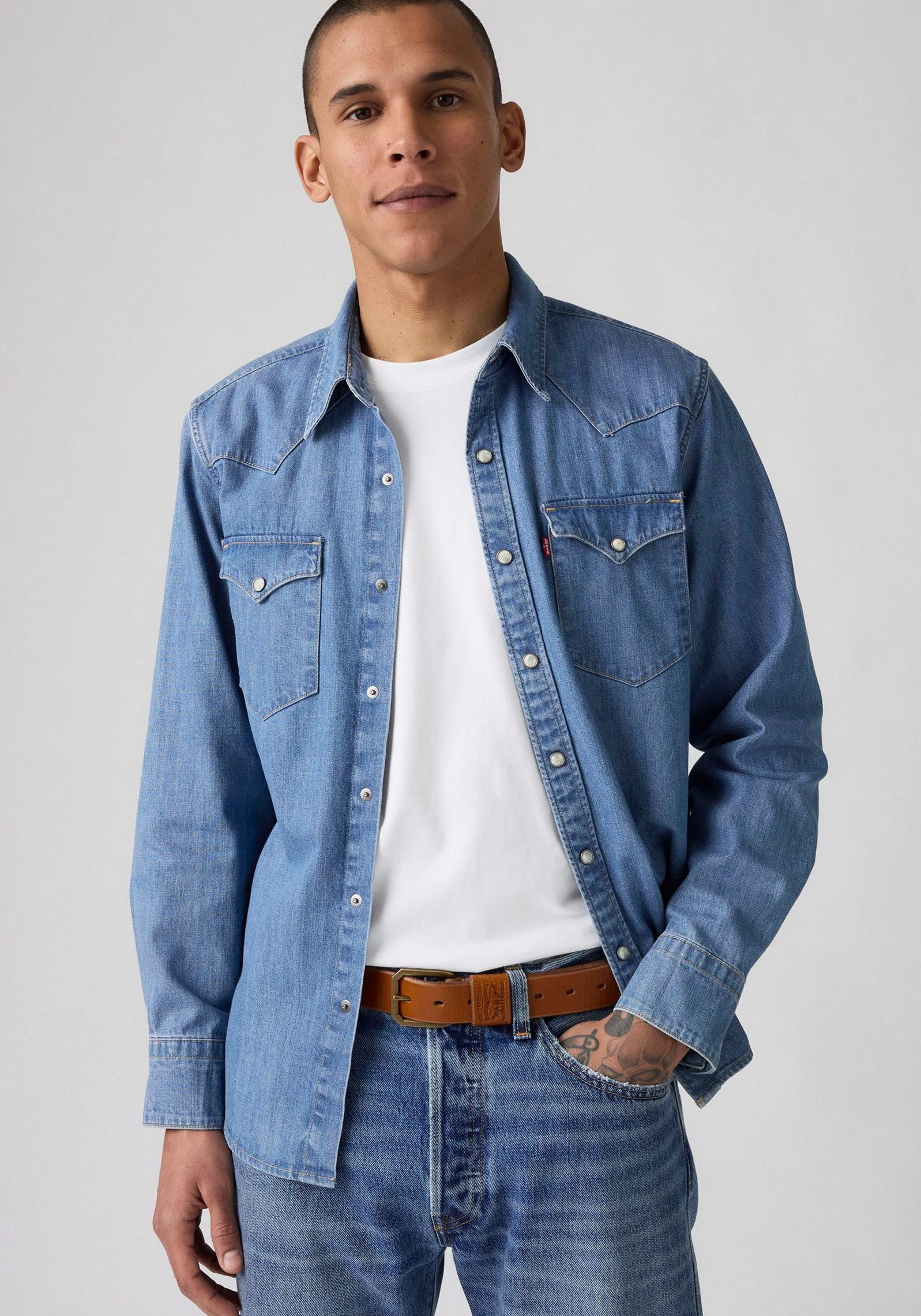 Levi's® Ledergürtel WIDE LOOP TWO HORSE BELT mit Logoprägung