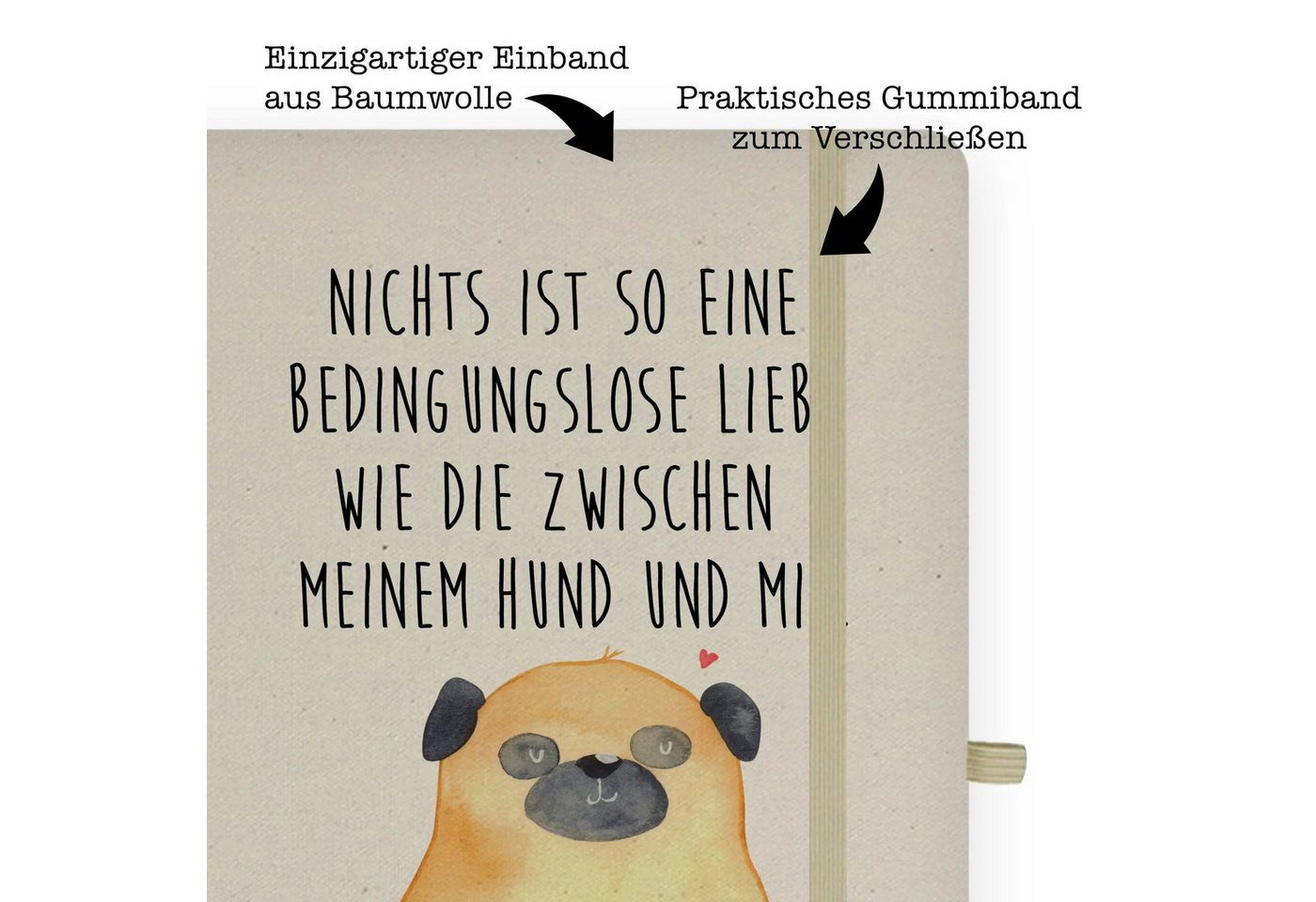 Thumbnail - Mr. & Mrs. Panda Notizbuch Mops - Transparent - Geschenk, Liebe, Hundeliebe, Hundebesitzer, DIN Mr. & Mrs. Panda, Langle...