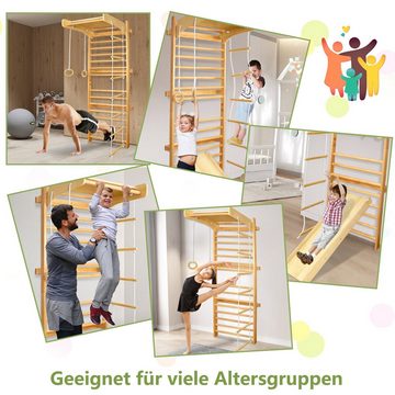 AUFUN Sprossenwand Kletterwand Turnwand Holz Kletter-Trainingsgerat Klettergeriist, (inkl. Klimmzugstange), bis 100kg