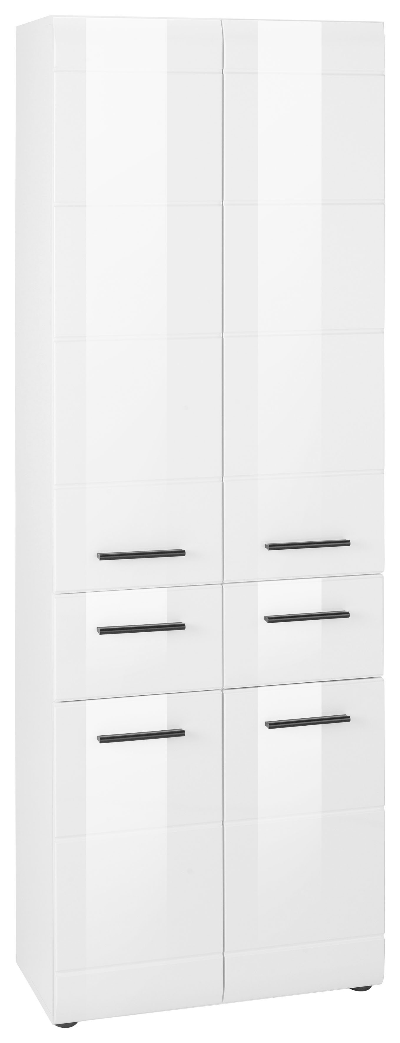 welltime Hochschrank Sovana Breiter Badezimmerschrank mit 2 Schubladen und 12 Fächern