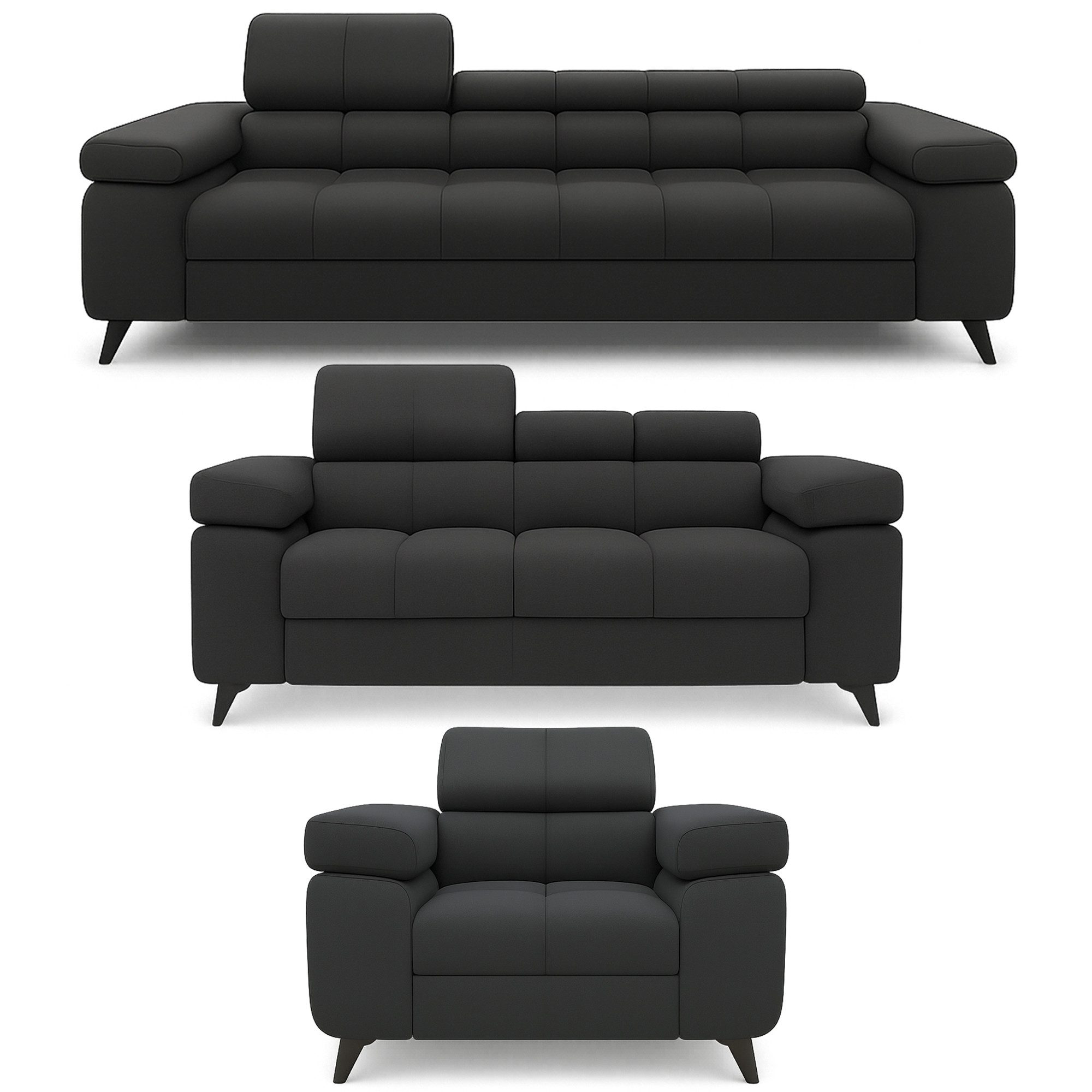 M-Punkt24 Polstergarnitur Sofa 3-2-1 mit Schlaffunktion, (Samtstoff Anthraz günstig online kaufen