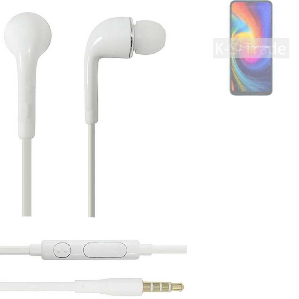 K-S-Trade für UMIDIGI F3S In-Ear-Kopfhörer (Kopfhörer Headset mit Mikrofon u Lautstärkeregler weiß 3,5mm)