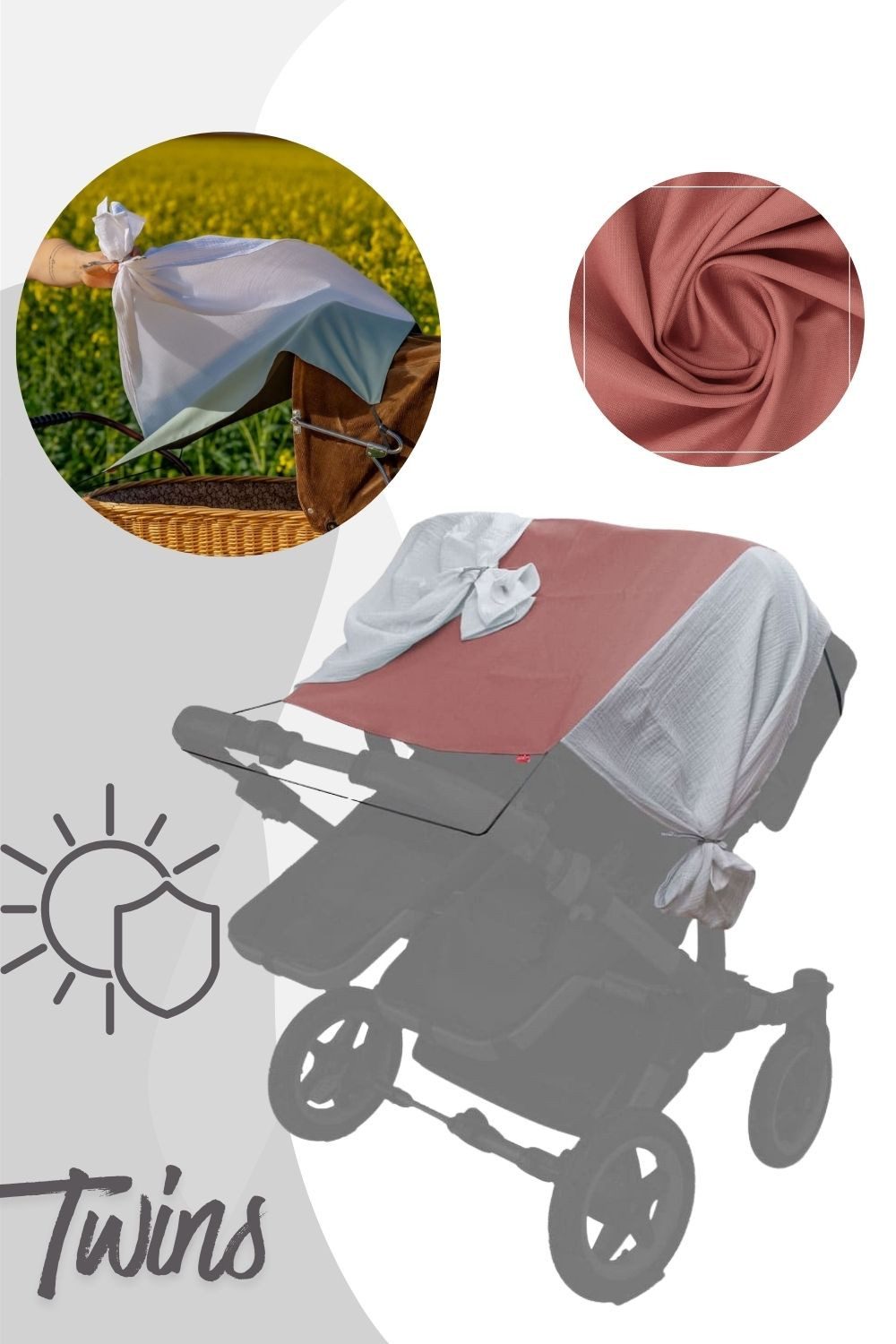 Levily Kinderwagen-Sonnenschutzhülle Levily Sonnenschutzsegel Twins / Geschwisterwagen