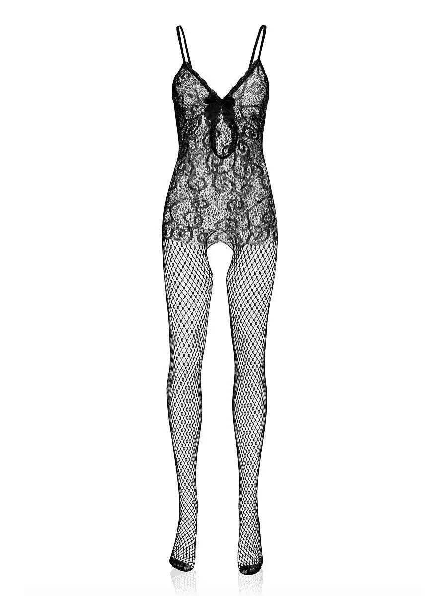 Elegant Love Bodystocking-Ouvert Netz-Bodystrumpf mit offenem Schritt – figurbetontes Dessous Damen Catsuit aus Mesh – stilvolle Reizwäsche, Größen S–XL