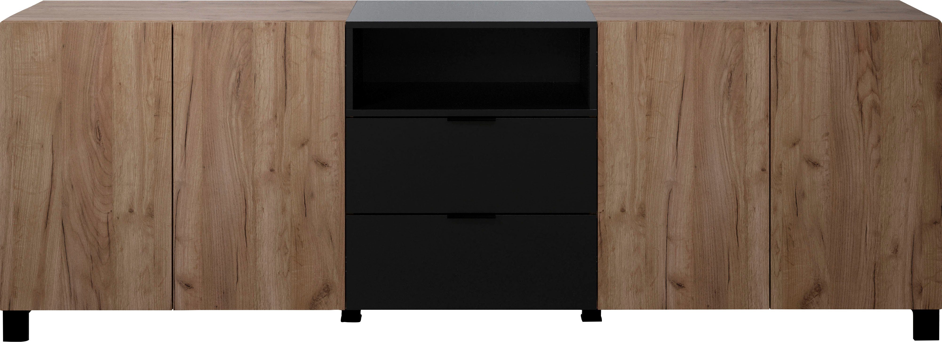 / Höhe Kriens, Anrichte Eiche, INOSIGN cm, Sideboard schwarz matt, Breite 78 hellbraun cm 227