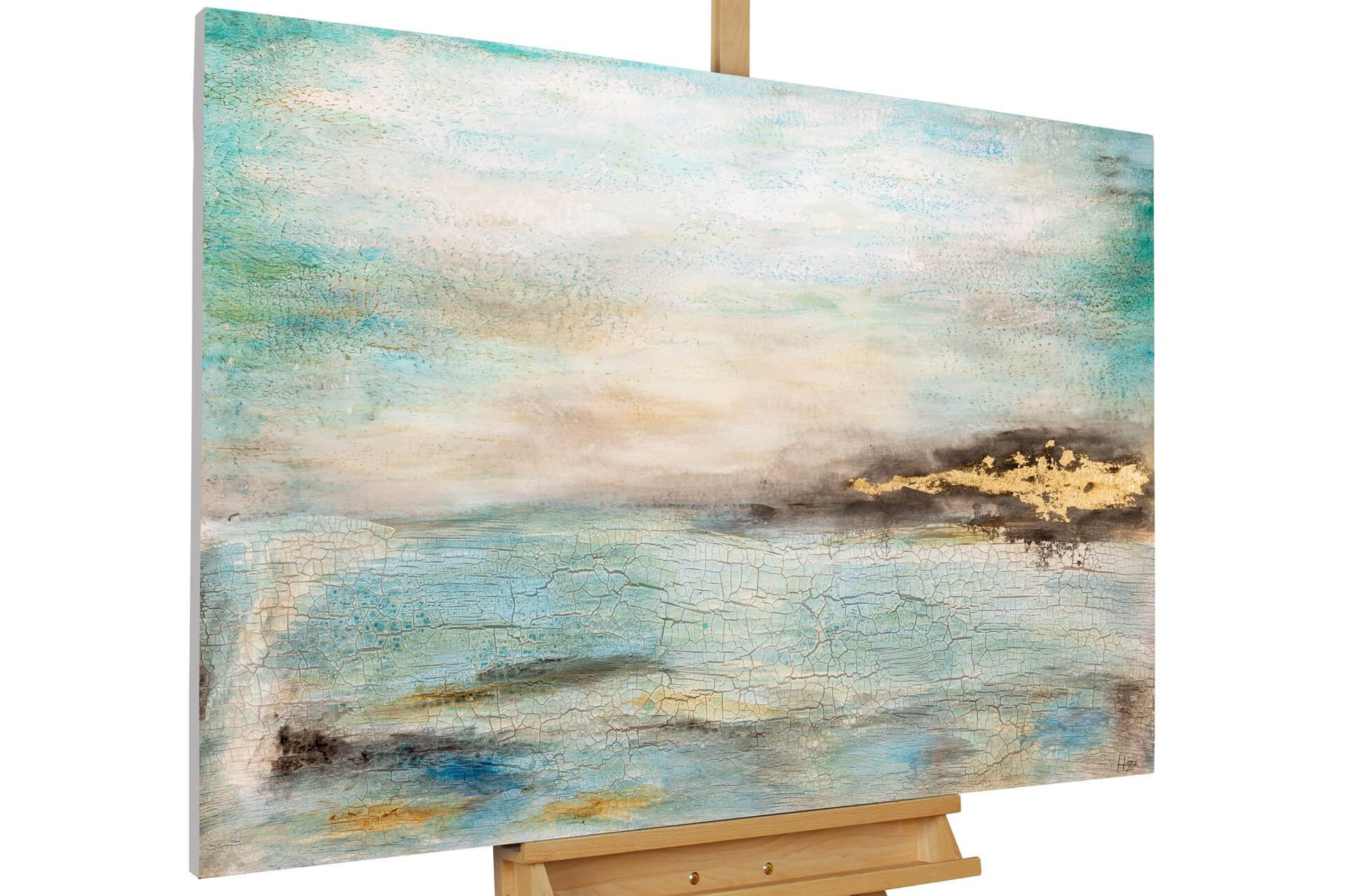 KUNSTLOFT Картина Nuancen des Himmels 120x80 cm, Leinwandbild 100% HANDGEMALT Wandbild Wohnzimmer