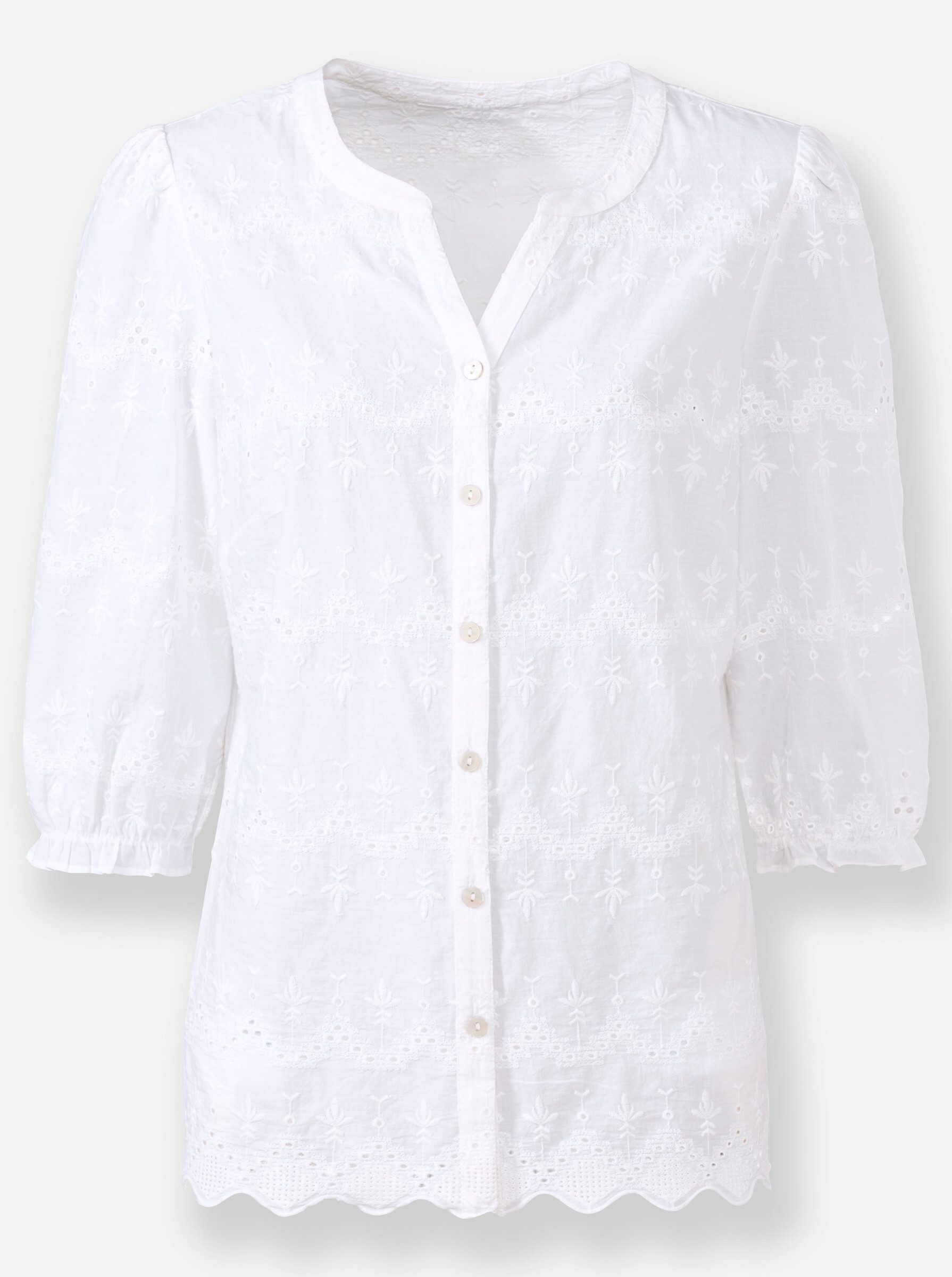Klassische Bluse Baumwoll-Bluse 3/4-Arm