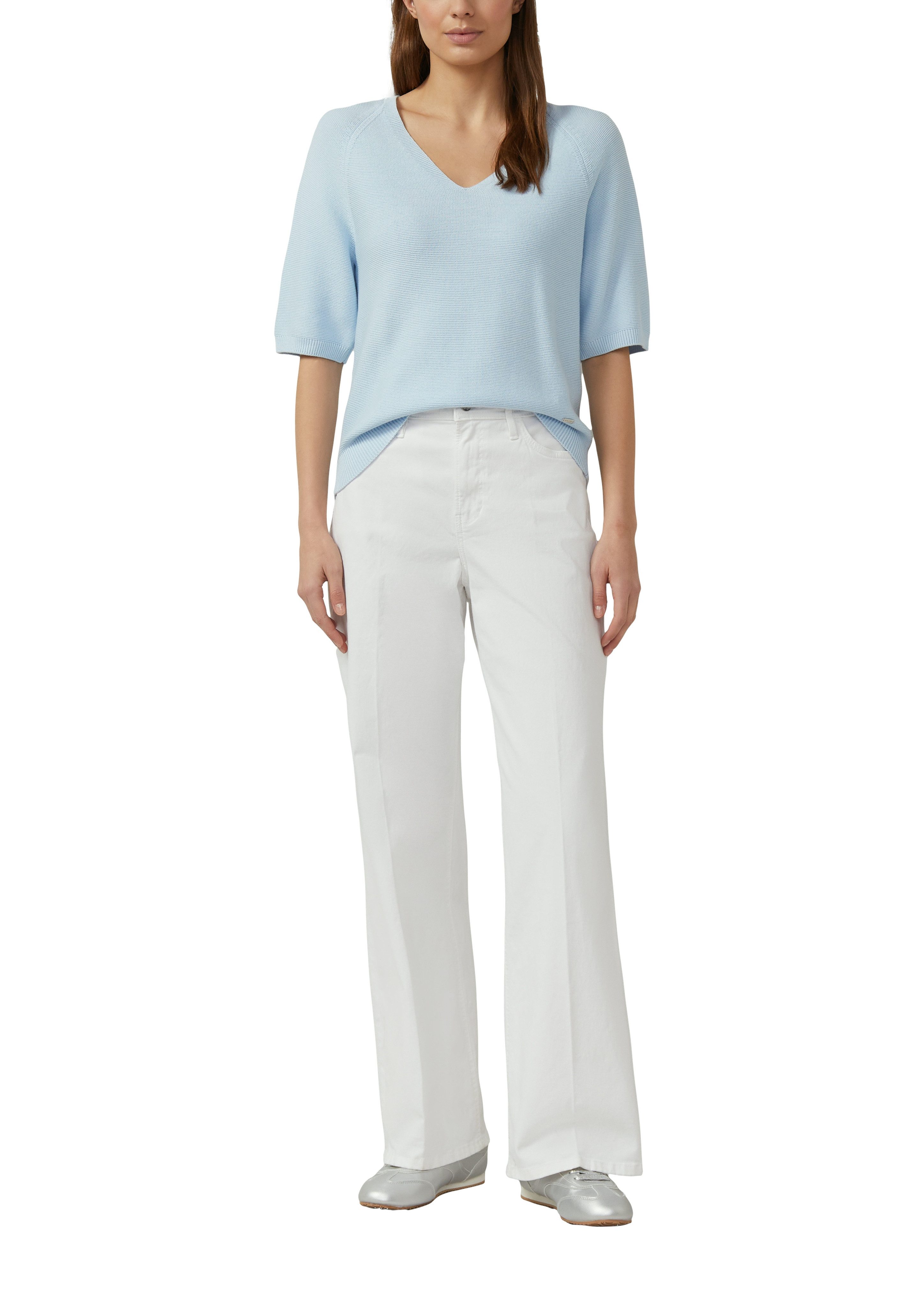 s.Oliver Strickpullover Kurzarm-Strickpullover mit V-Ausschnitt