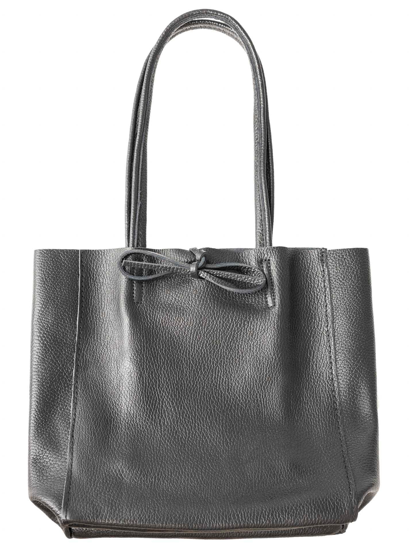 Zwillingsherz Tragetasche Ledershopper "Small", mit Schulterhenkel und Bindeband