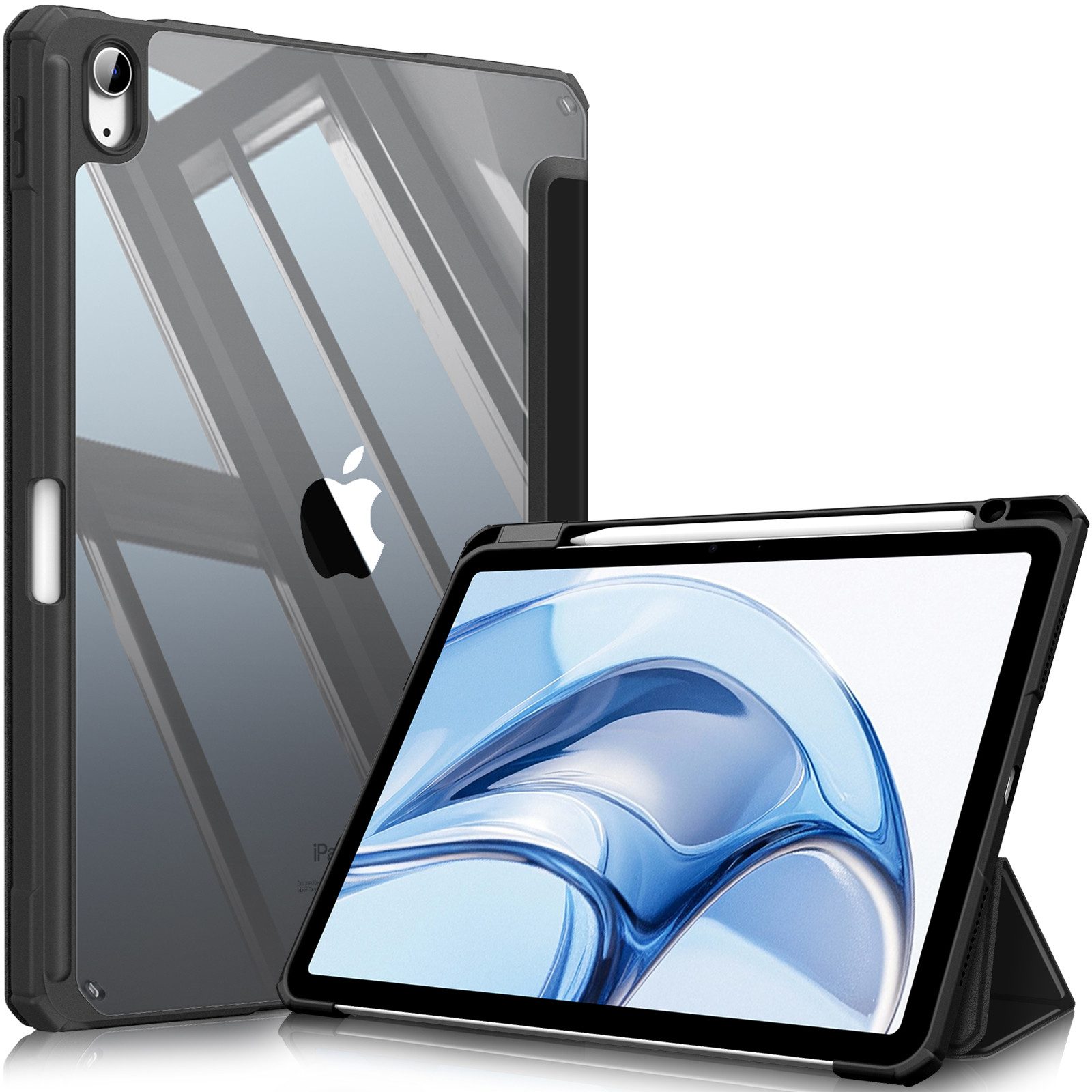 Fintie Tablet-Hülle für iPad Air 11'' M4/M3/M2(2026/2025/2024), iPad Air 5/4 Gen 2022/2020 10.9 Zoll, mit Stifthalter, Hülle mit transparenter Hartschale auf der Rückseite
