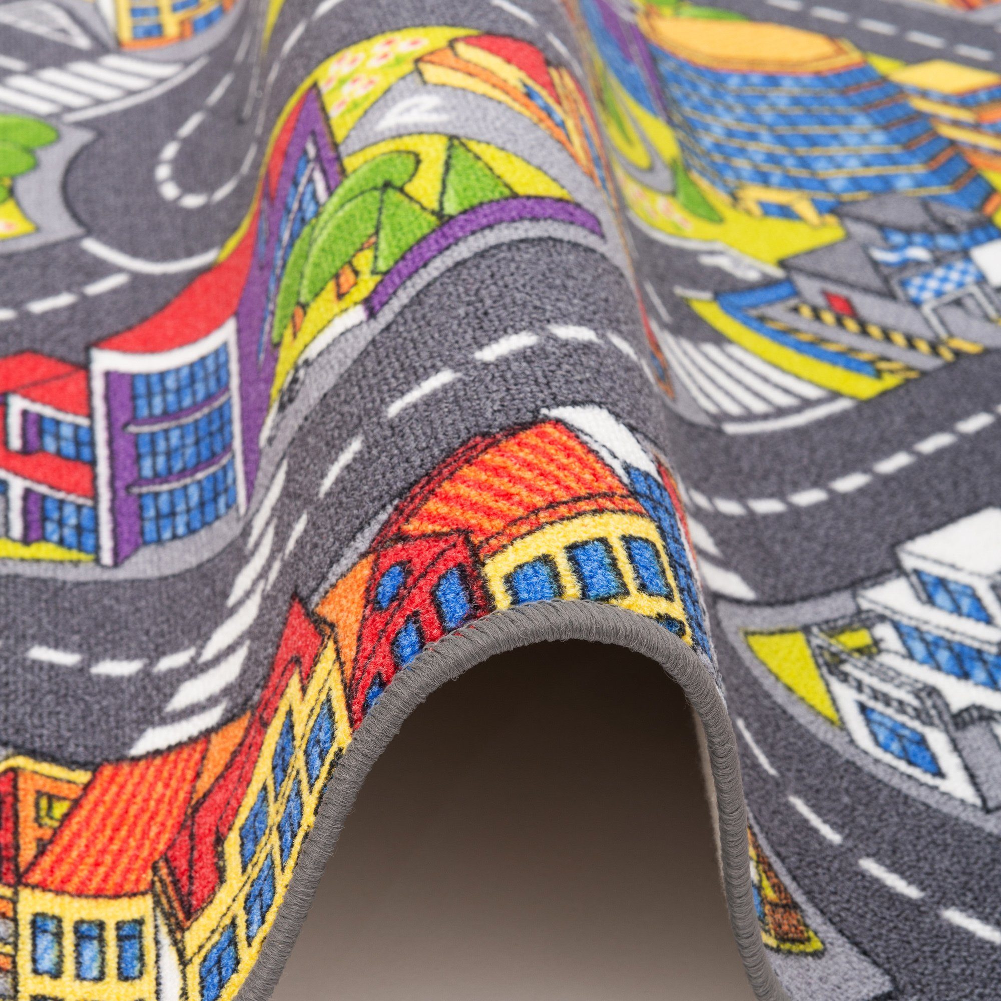 Snapstyle Kinderteppich Kinder Straßenteppich 3D Big City Rund, Rund, Höhe: 4 mm