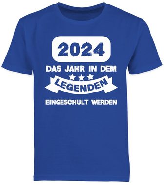 Shirtracer T-Shirt 2024 Das Jahr in dem Legenden eingeschult werden weiß Einschulung Junge Schulanfang Geschenke