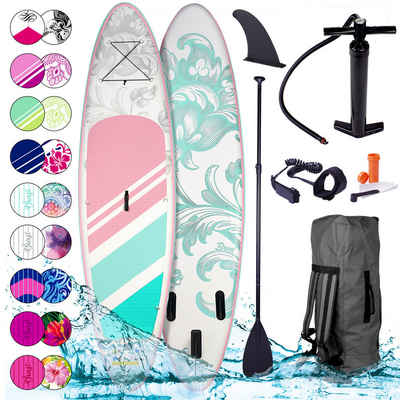 BRAST SUP-Board Aufblasbares Stand up Paddle Set für Frauen viele Modelle, (300x76x15cm), incl. Zubehör, 5 Jahre Garantie, Fußschlaufe Paddel Pumpe Rucksack