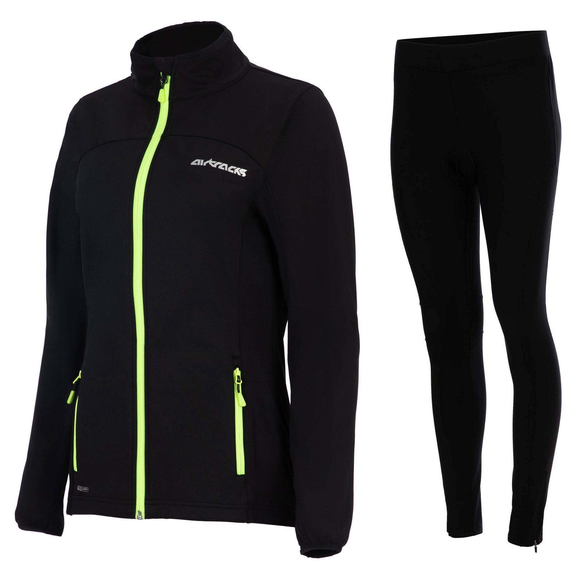 Airtracks Fahrradhose Damen Winter Radtrikot Set (Set, 2er Pack) Softshell Fahrradjacke + Thermo Fahrradhose Lang, optimal für die kalte Jahreszeit Herbst-Winter » S M L Xl XXL XXXL «