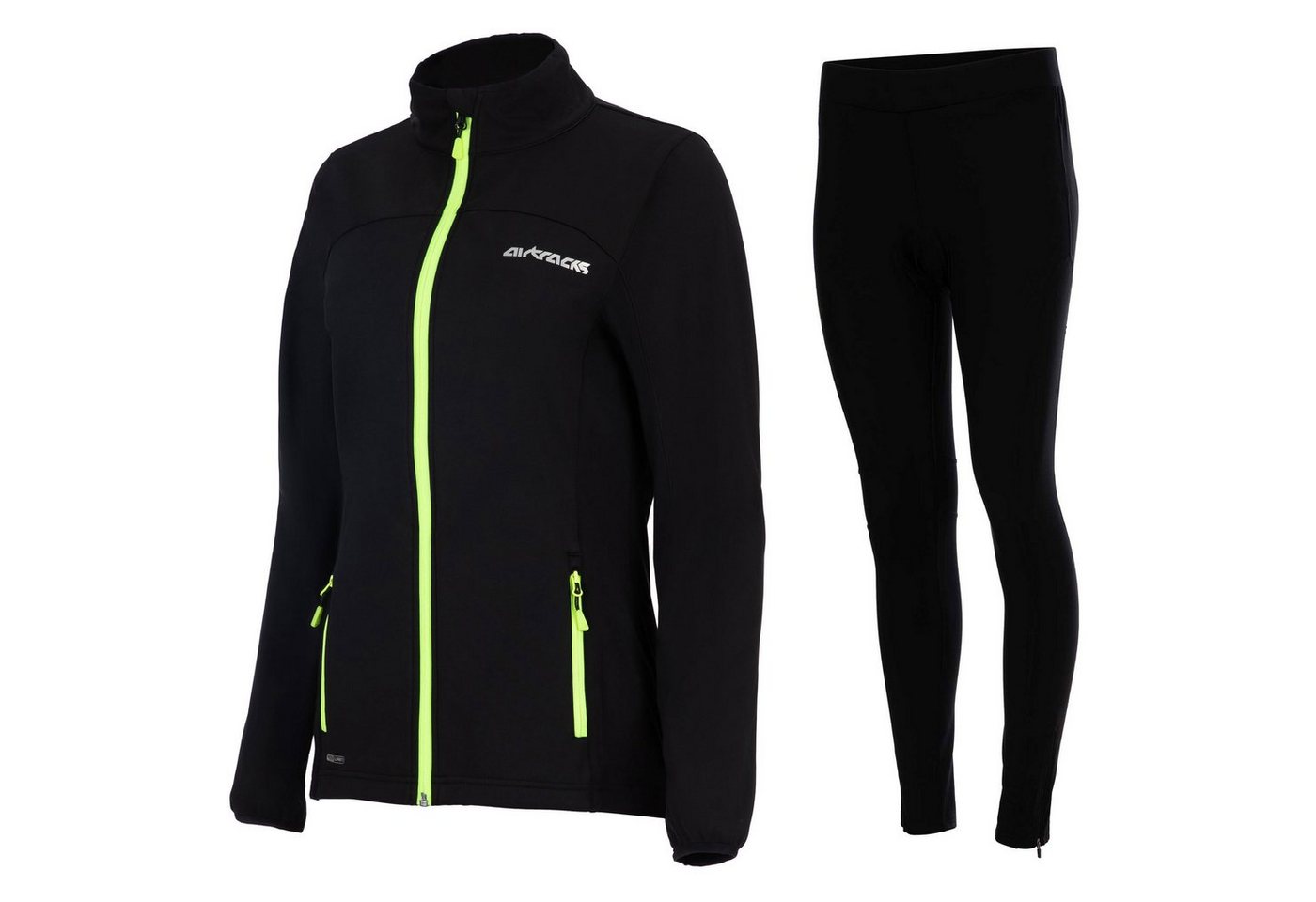 Airtracks Fahrradhose Damen Winter Radtrikot Set (Softshell Fahrradjacke + Thermo Fahrradhose Lang, optimal für die kalte Jahreszeit) Herbst-Winter » S M L Xl XXL XXXL «