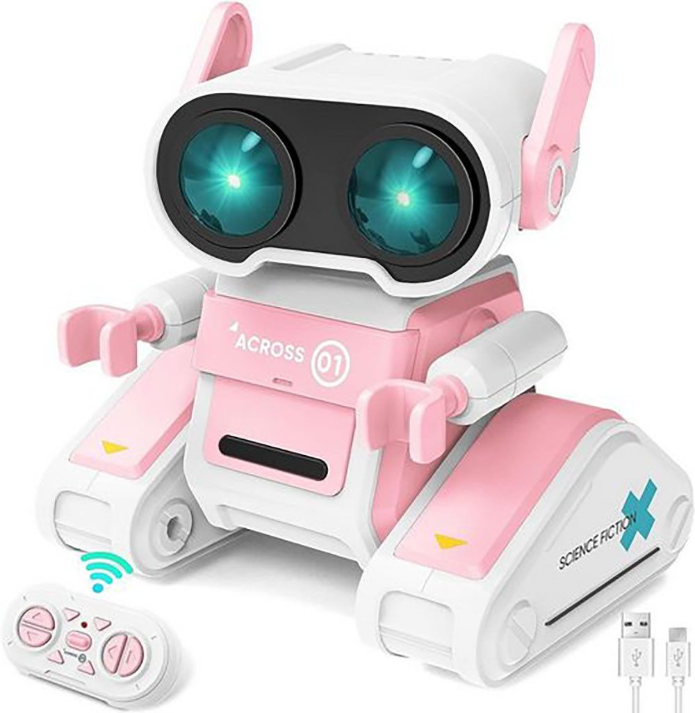 Gontence RC-Roboter Wiederaufladbares Ferngesteuertes Roboter Spielzeug, mit LED-Augen Musik und Interessanten Geräuschen