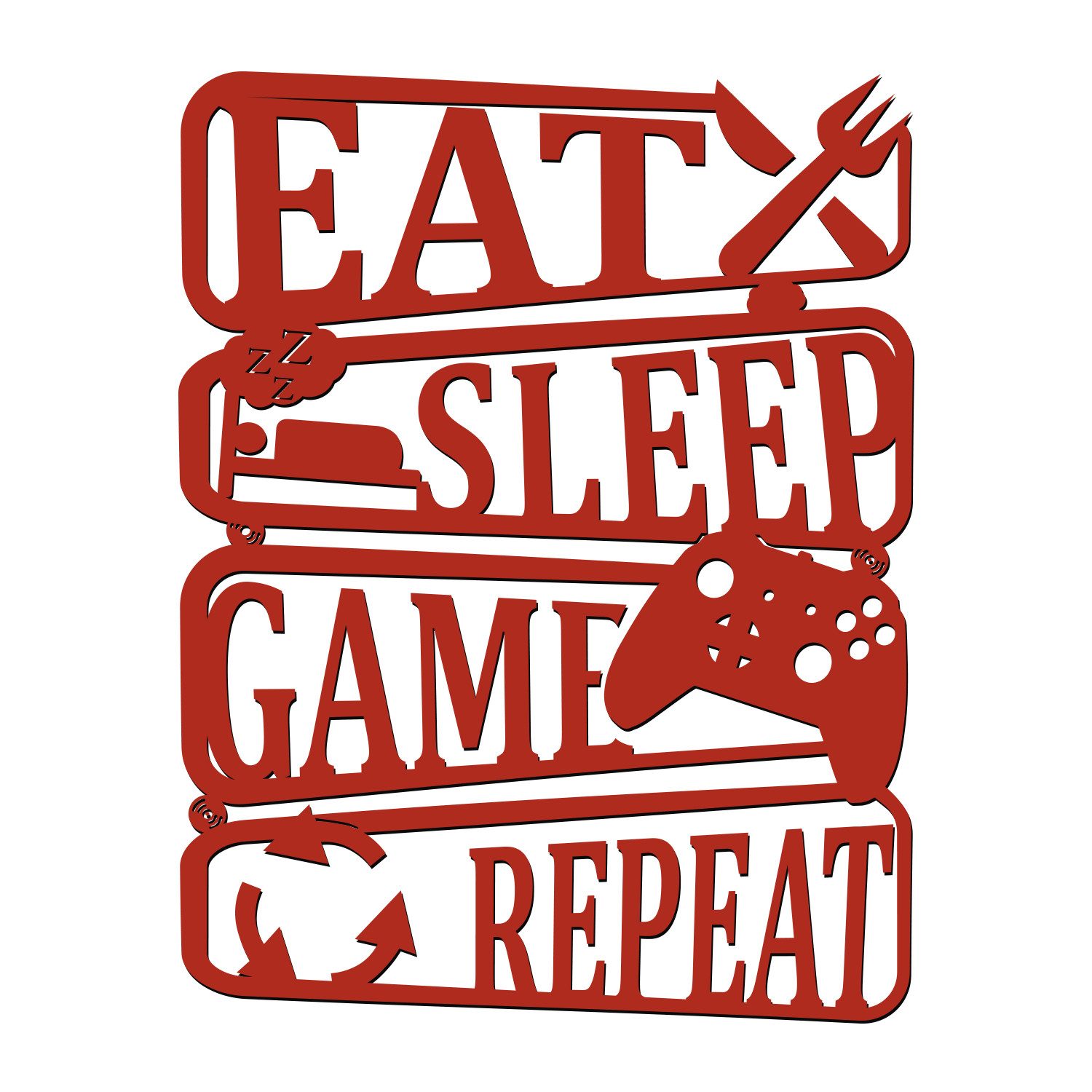 Namofactur LED Dekolicht Eat Sleep Game Repeat - Gamer Licht Wanddeko mit RGB Farbwechsel, LED fest integriert, RGB Farbwechsel, Wanddekoobjekt USB Wohnzimmer Leuchte mit Fernbedienung