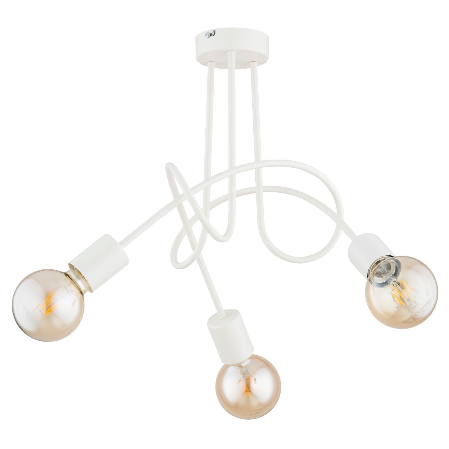 Licht-Erlebnisse Deckenleuchte KALMAR, ohne Leuchtmittel, Metall E27 B: 48 cm Creme 3-flammig Retro Design Deckenlampe