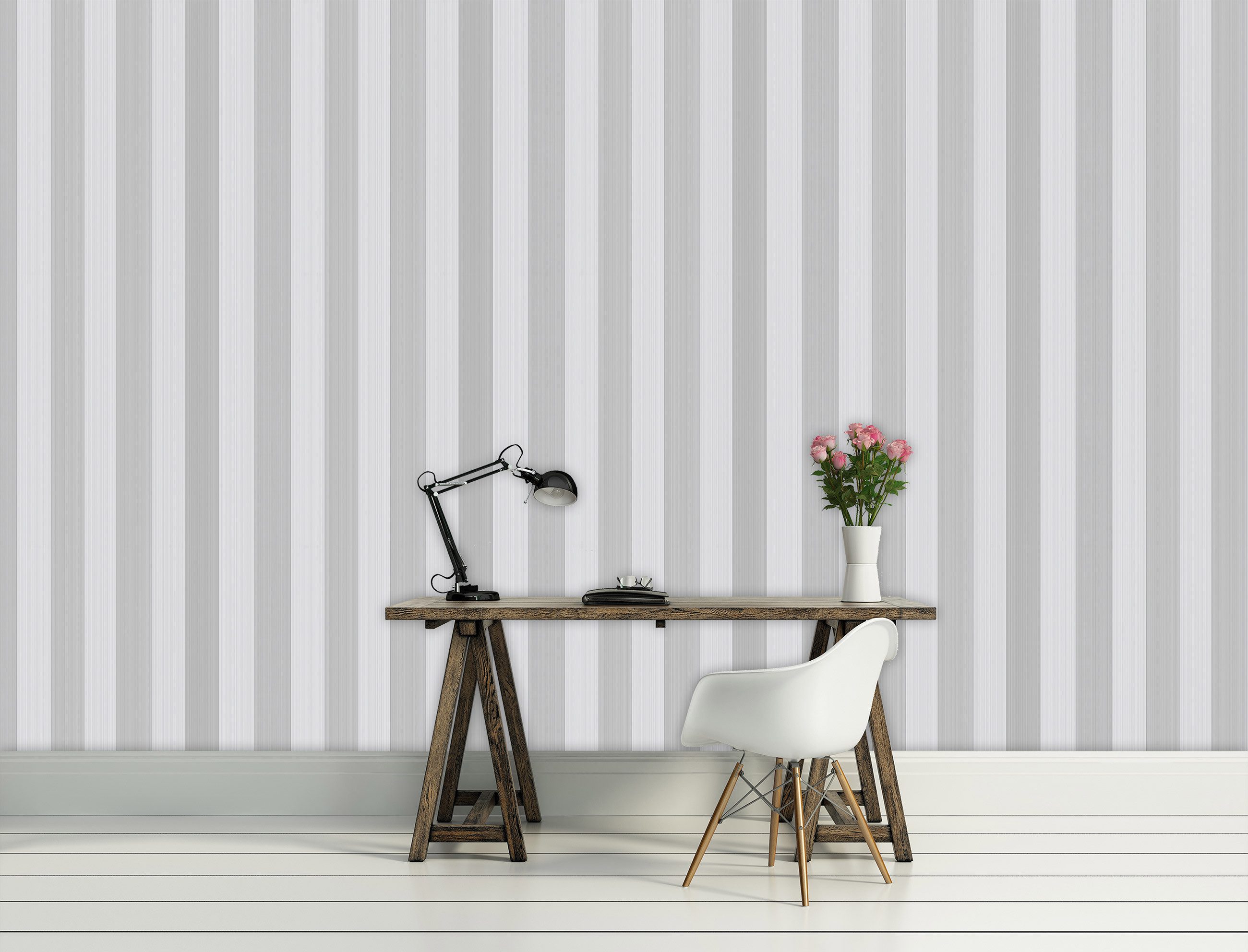 Wallarena Vliestapete Grau Weiß Streifen Wohnzimmer Schlafzimmer Tapete 3D günstig online kaufen