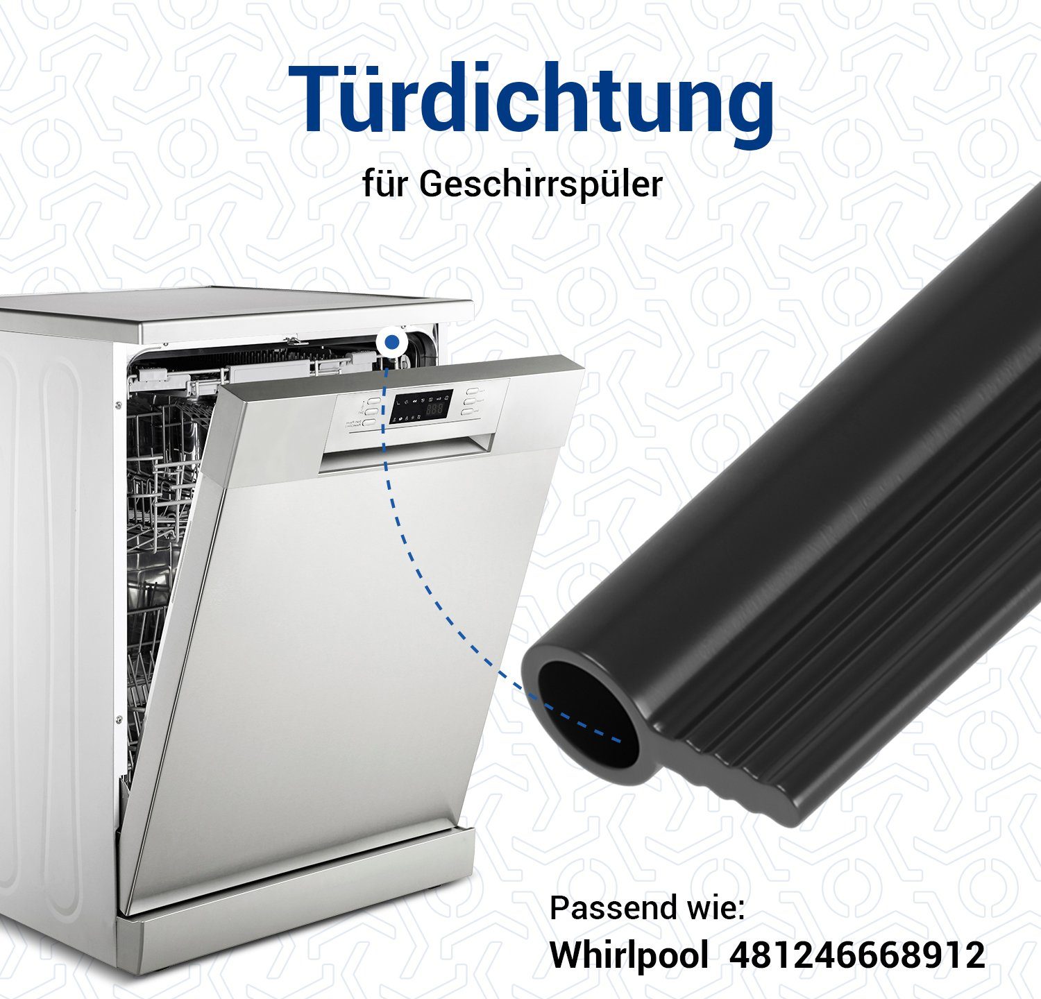 VIOKS Türdichtband Türdichtung Ersatz für Whirlpool 481246668912, Schürzendichtung unten für Geschirrspüler
