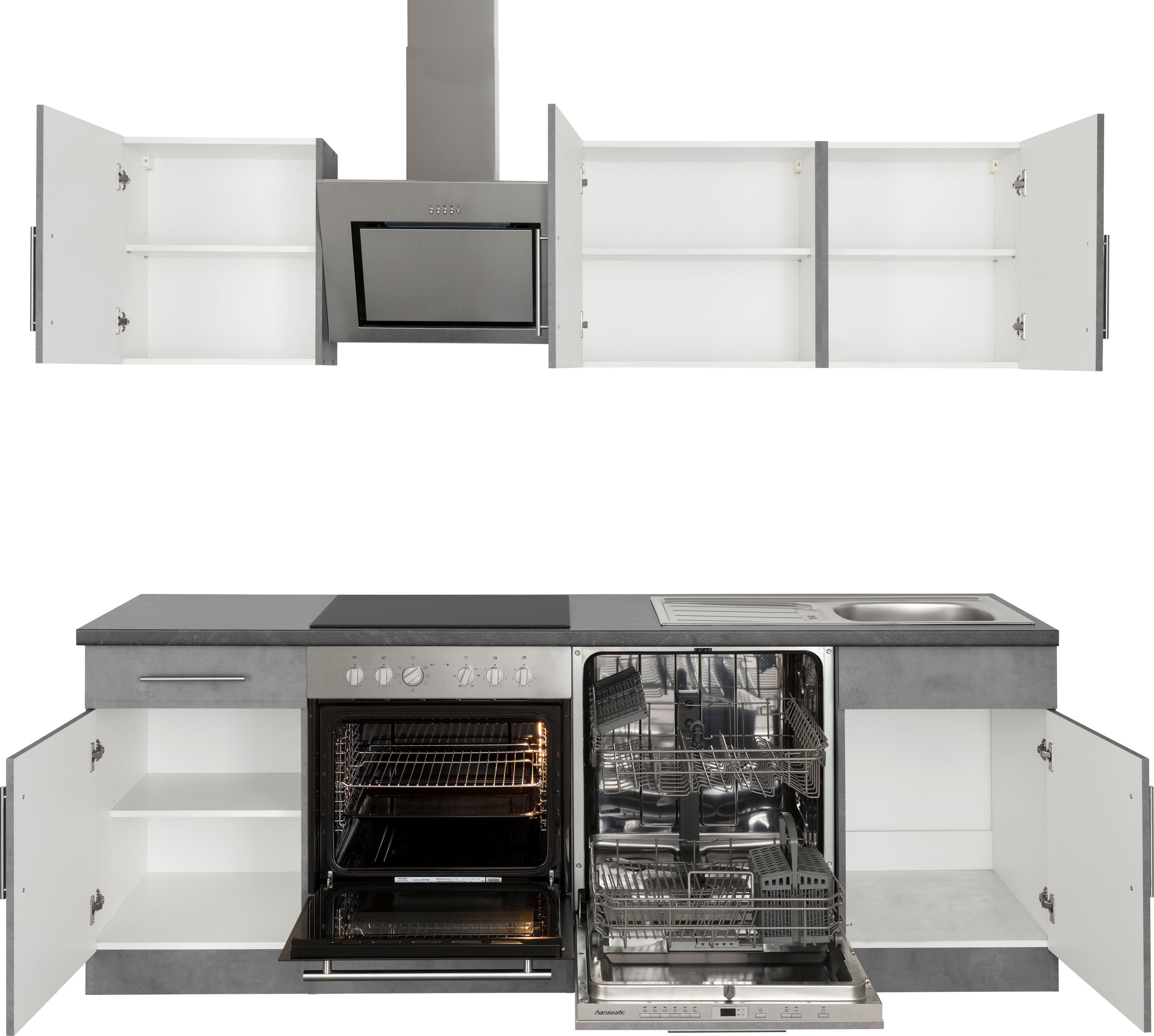 Cuisine Cali de wiho Kitchens - Cuisine équipée avec électroménager - Ensemble complet, Largeur 220 cm, Cuisine avec électroménager Hanseatic