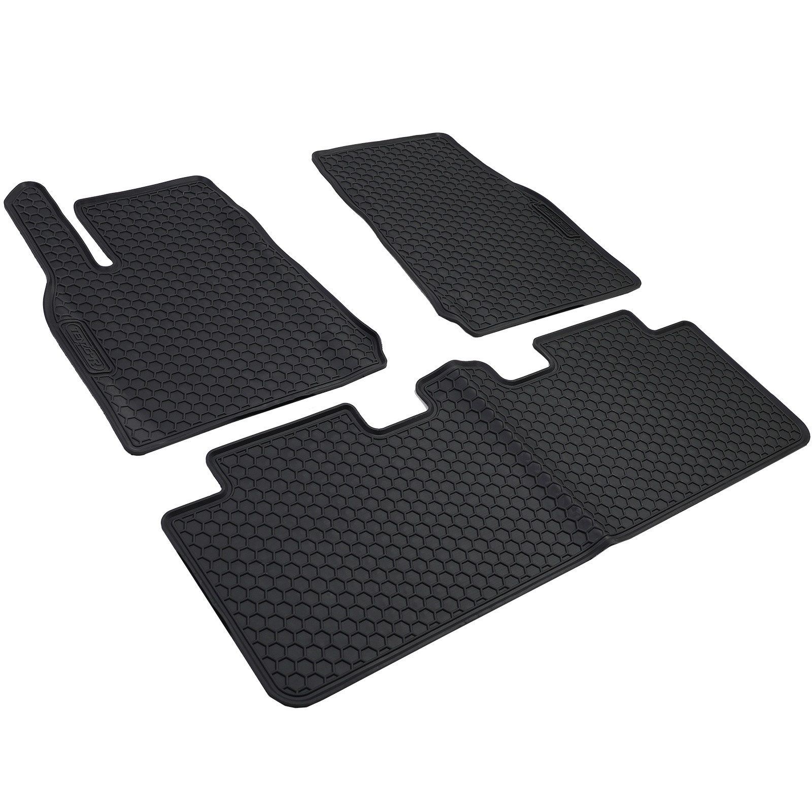 Tenzo-R Passform-Fußmatten Auto Gummi Fußmatten Schwarz Premium Set passend für Tesla Model Y ab