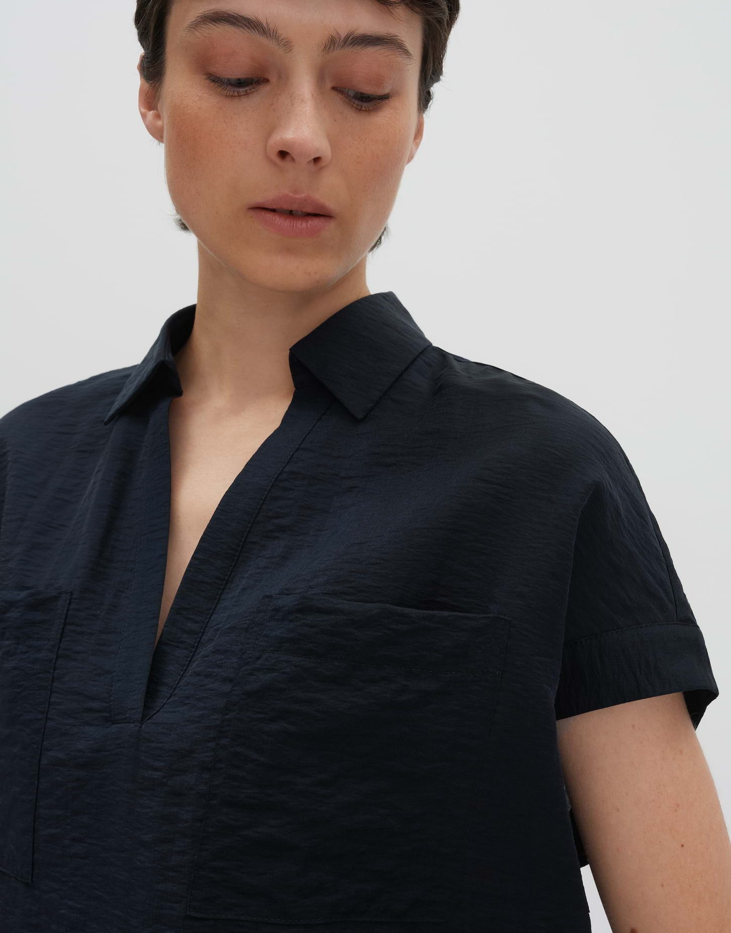 someday Kurzarmbluse ZLEANA Loose mit Kreppstruktur