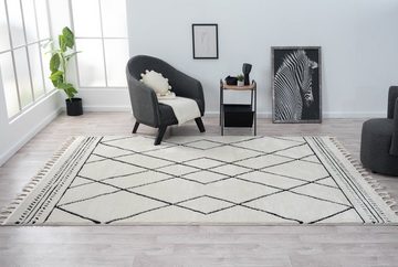 Teppich Teppich KENITRA-hell rechteckig weiß diverse Größen, LebensWohnArt, Höhe: 2.4 mm