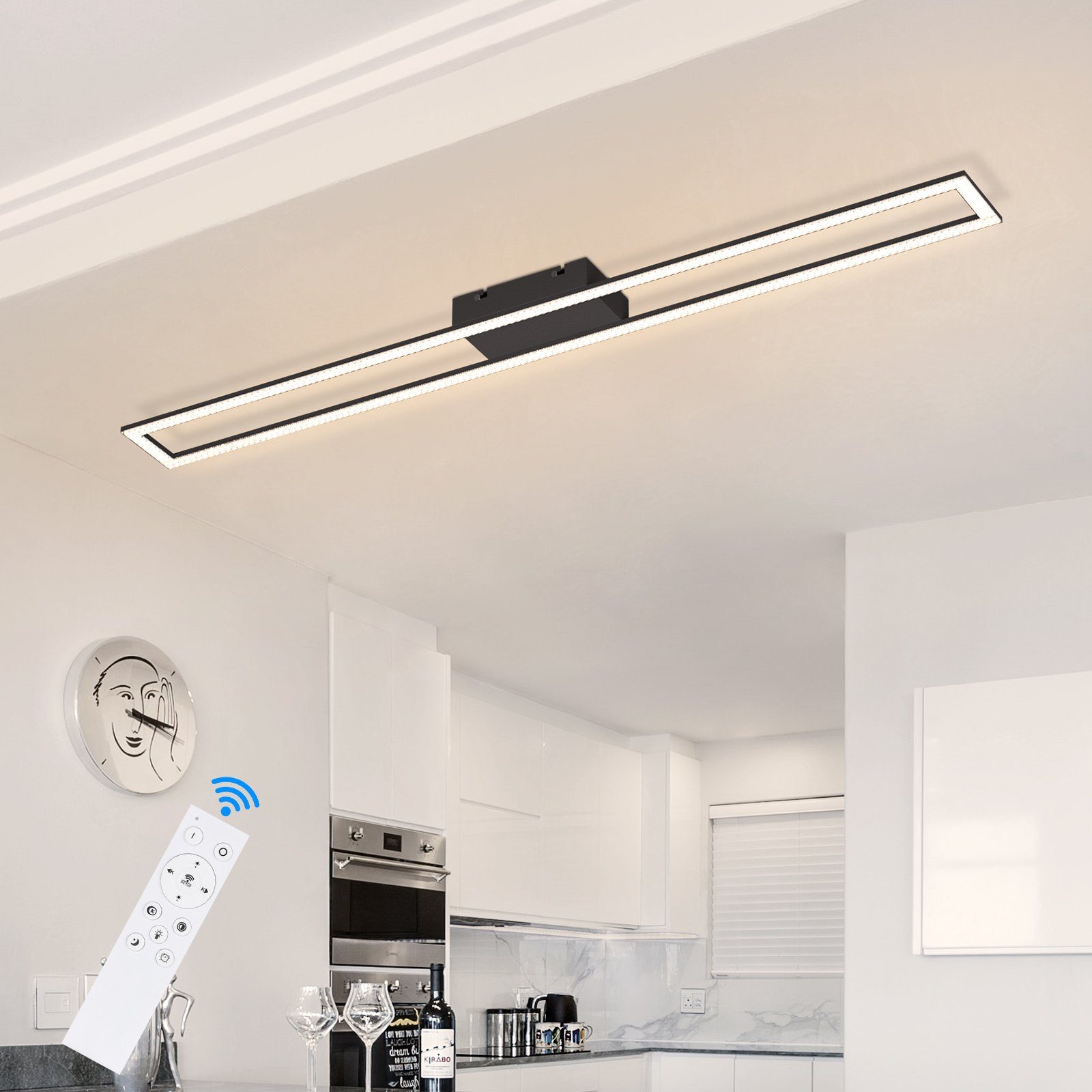 ZMH LED Deckenleuchte Whonzimmer 108cm Kristall Rechteckig Modern Dimmbar Deckenlampe 40W, dimmbar, LED fest integriert, warmweiß-kaltweiß, LED fest integriert