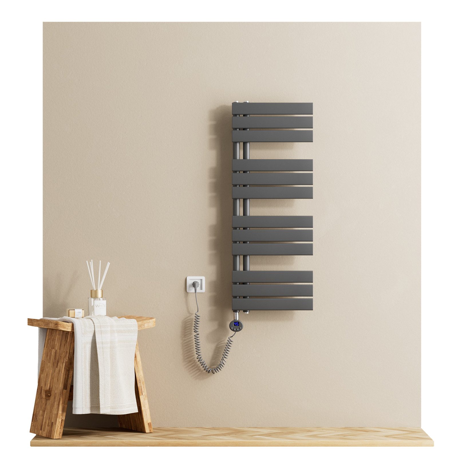 EMKE Paneelheizkörper Elektrischer Badheizkörper Handtuchwärmer mit Thermos günstig online kaufen
