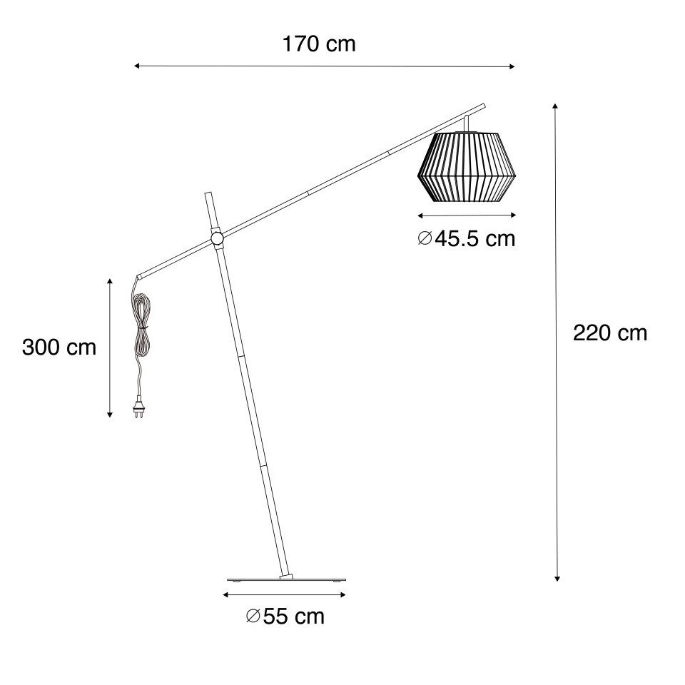 Qazqa Bogenlampe Robbert, ohne Leuchtmittel, Warmweiß, QAZQA Bogen­lampe, e27, Weiß, Stahl, Design