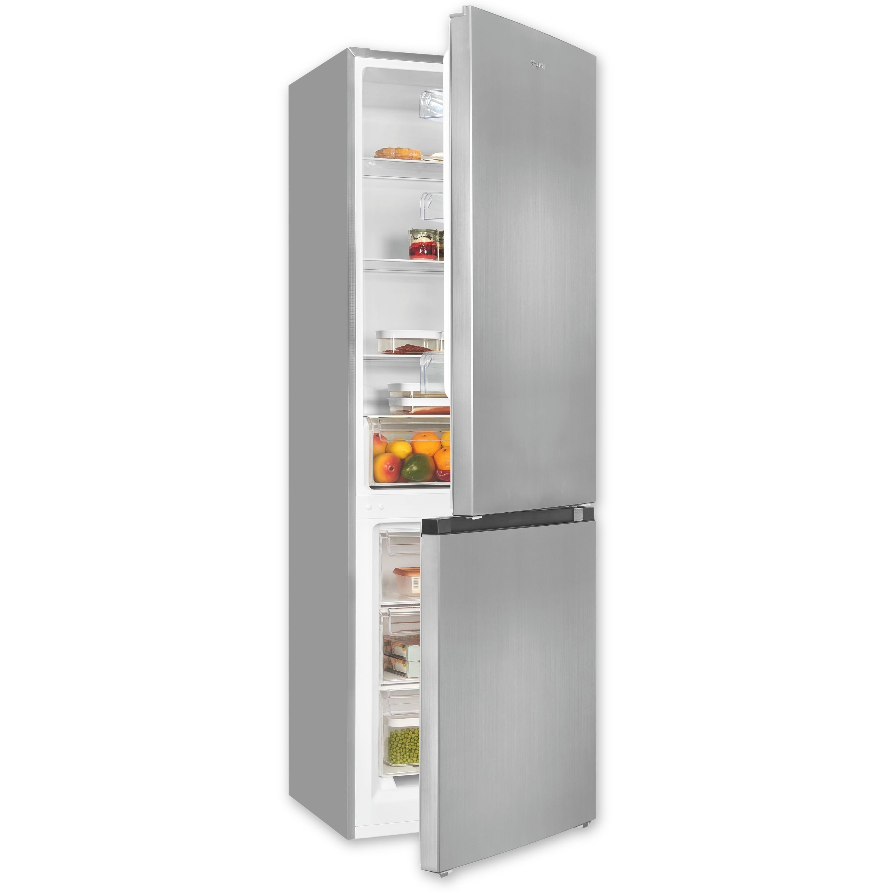 exquisit Kühl-/Gefrierkombination KGC5320-95-E-040C, 185.8 cm hoch, 60 cm breit, verstellbare Glasablagen, optischer Alarm, höhenverstellbare Füße