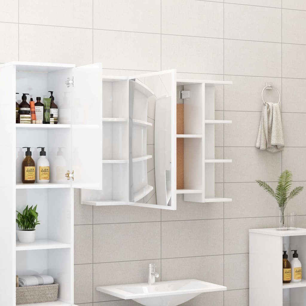 Hochglanz-Weiß (1-St) Bad-Spiegelschrank Holzwerkstoff 80x20,5x64 cm Badezimmerspiegelschrank vidaXL