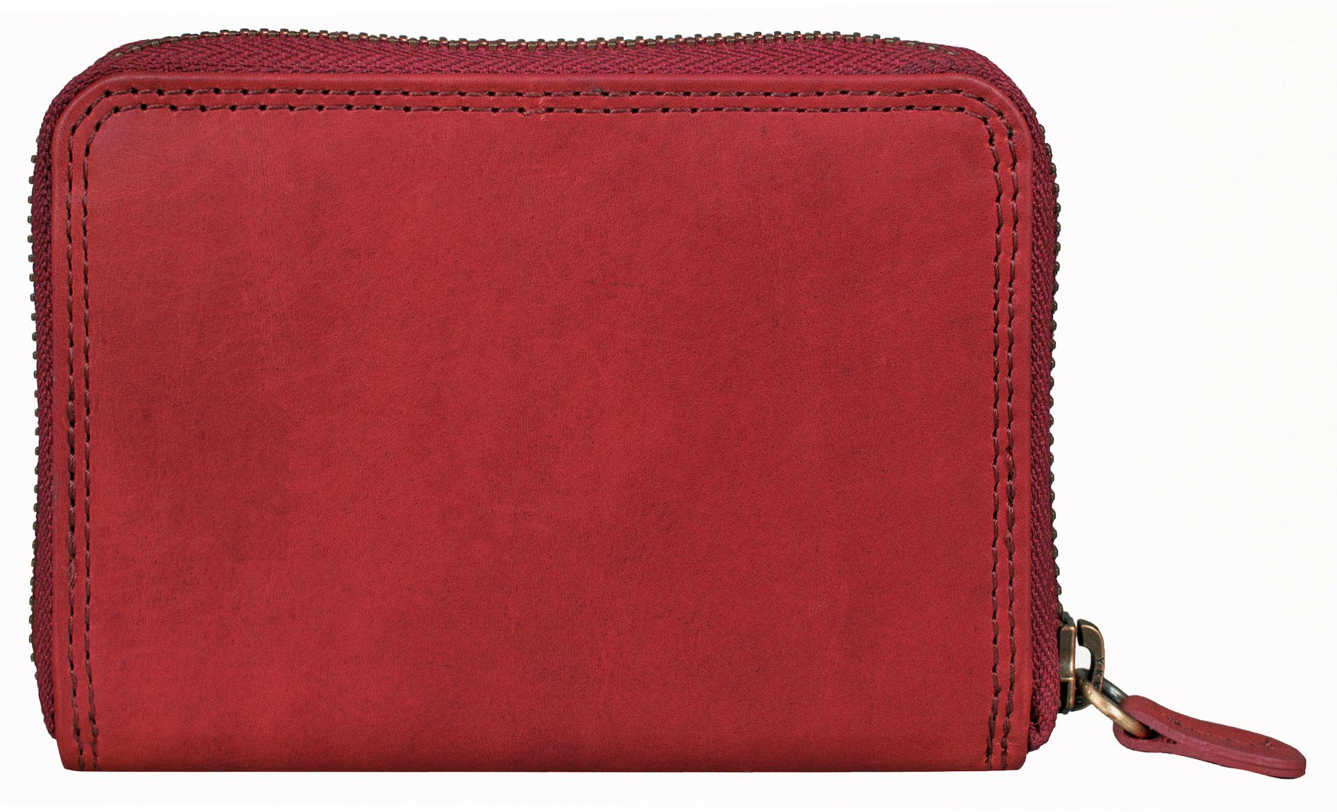 Rot Kartenfächer Klein RFID-Schutz Portmonee Geldbeutel Portemonnaie, Münzfach Leder Mini Benthill RFID Reißverschlussfach Damen Slim Geldbörse