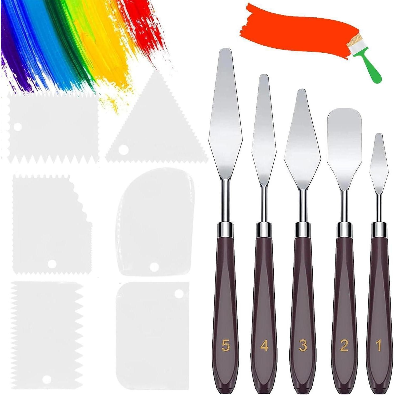 LuxusKollektion Malerspachtel Spachtel Set 11 Stück Acryl Palettenmesser Abstreifermesser RM-GB-07