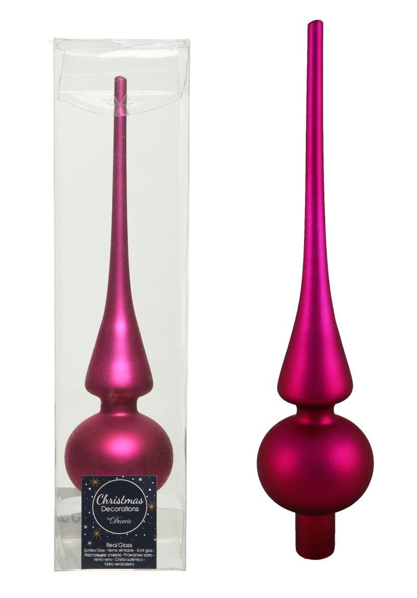 Glas, Aufbewahrungsbox praktischer Berry Matt x Echt Spitze, Pink JACK Matt Baumspitze Echt inklusive aus 6 Christbaumspitze Glanz Weihnachtsbaum Christbaumspitze 26 cm Glas