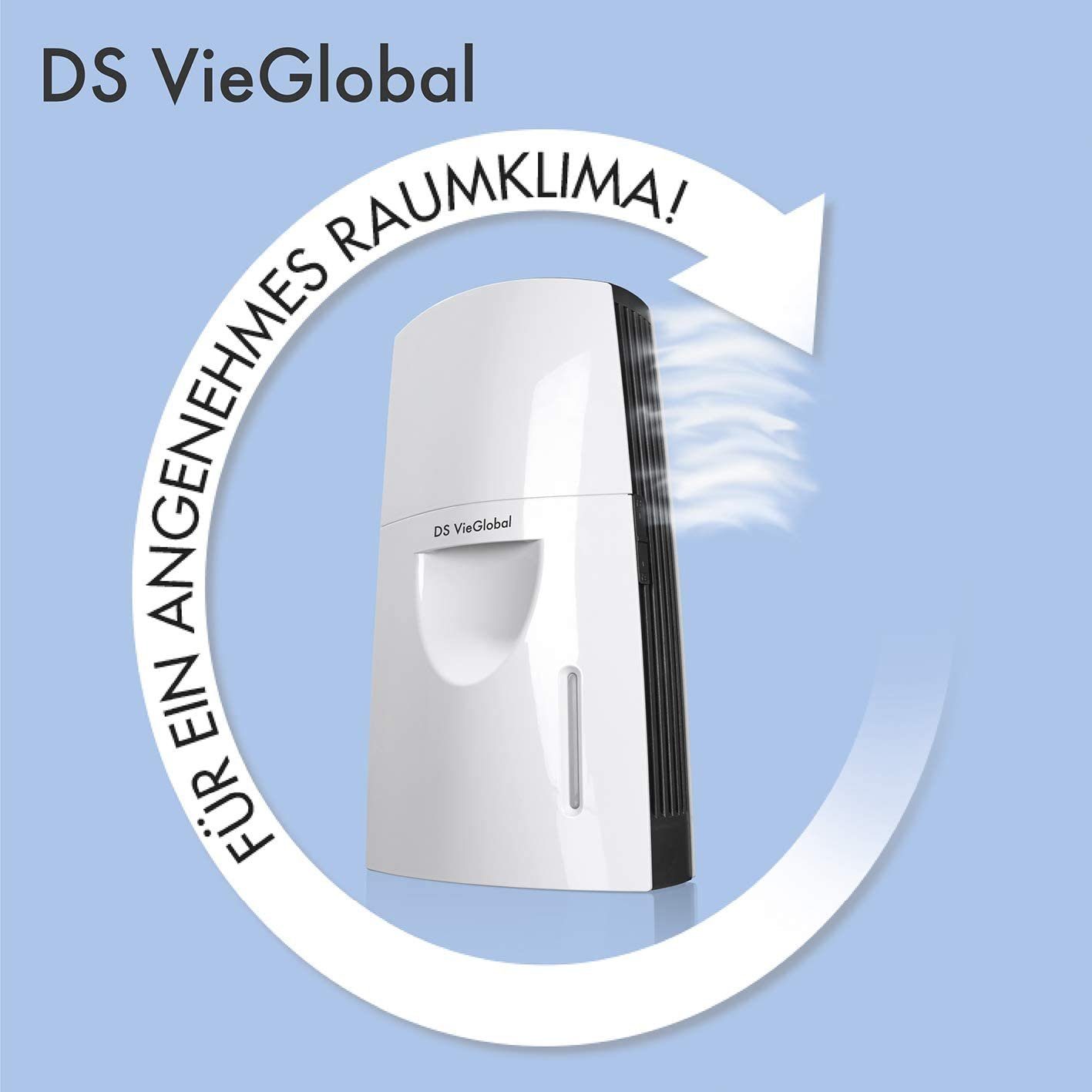 DS VieGlobal Luftbefeuchter Thermalsole-Verdunster, 2,5 l Wassertank, Diffuser mit Timer-Funktion in weiß/grau, 2,5Watt