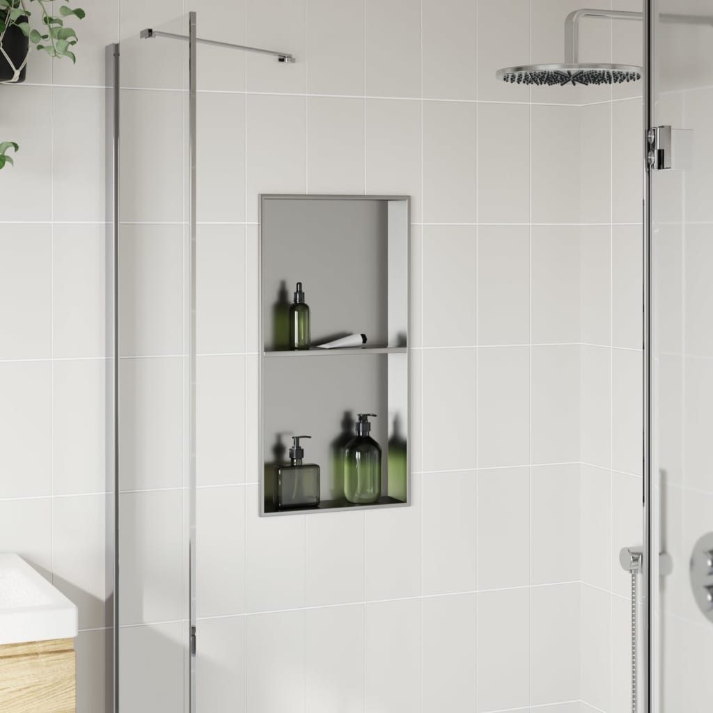 vidaXL Brauseschlauch Duschnische Silbern Gebürstet 32x62x9 cm Edelstahl