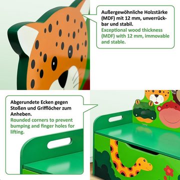 WIESEN.design Truhenbank Kindersitzbank Dschungel, (Klappe mit Softstopp gegen Fingerquetschen), 12mm MDF - Schwergewicht mit 9,3kg, standsicher, gratis Versand